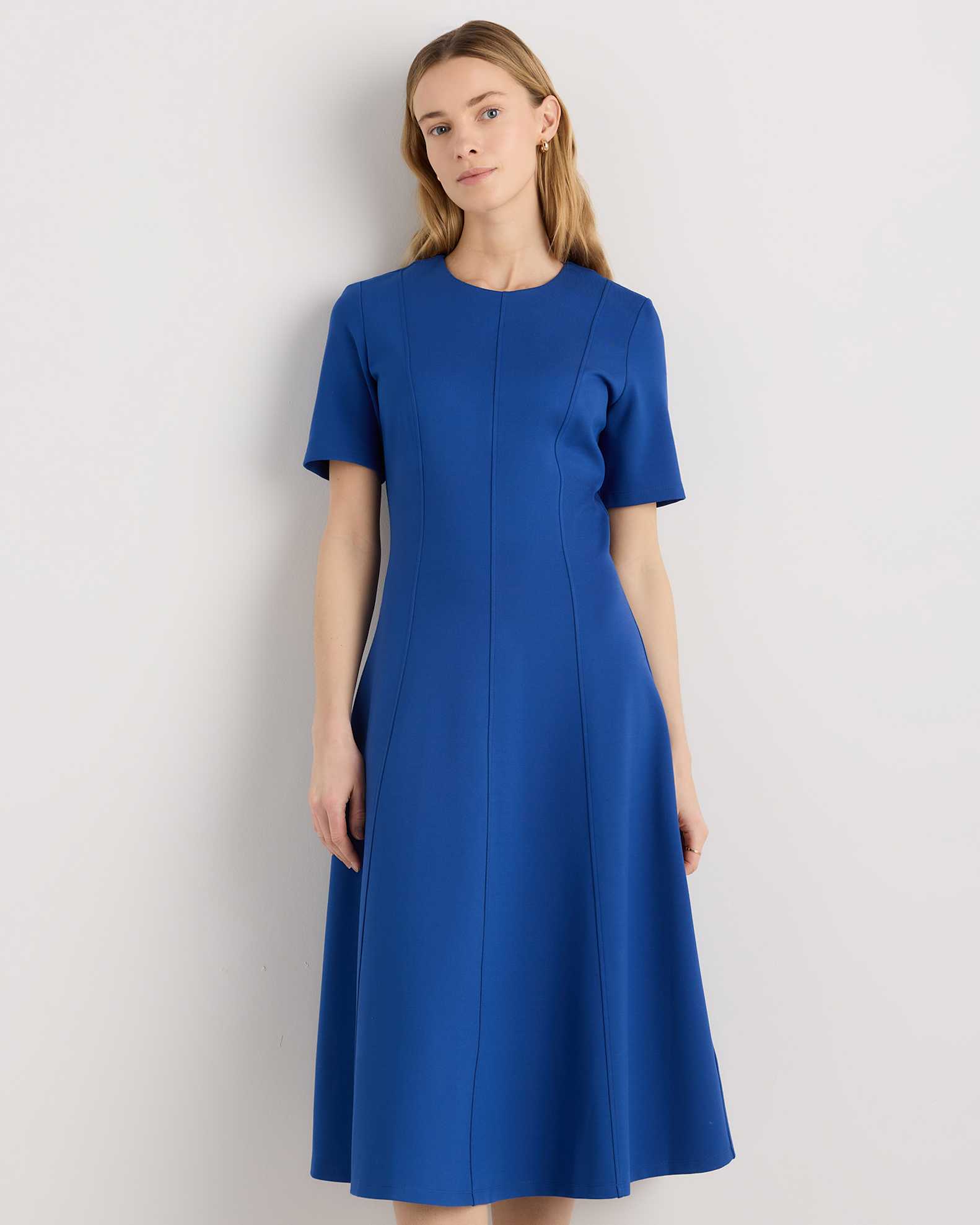 Ultra-Stretch Ponte Short Sleeve Midi Dress Ultra-Stretch Ponte Short Sleeve Midi Dress