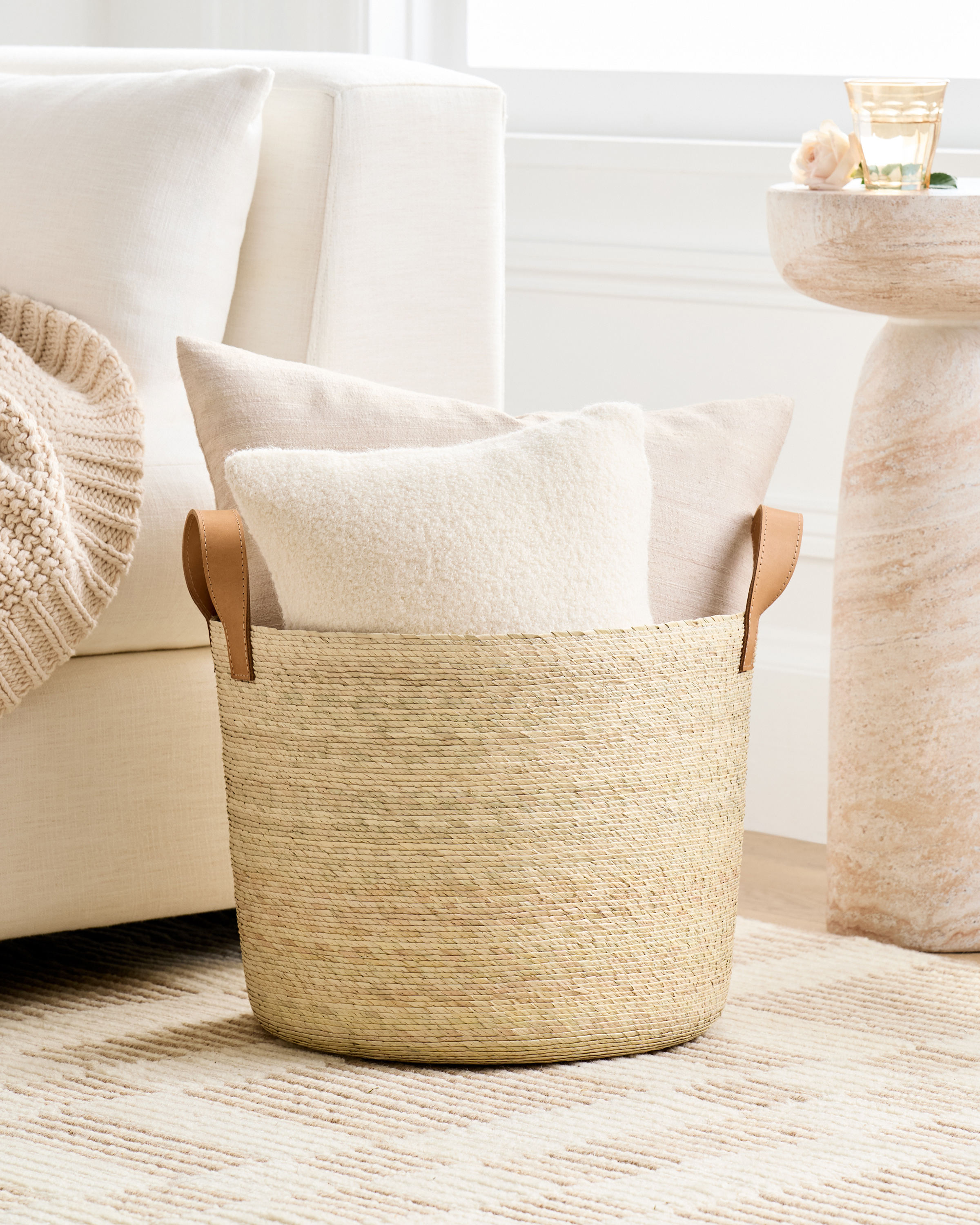 Handwoven Round Palm Baskets (Set of 2) - Thumbnail 4