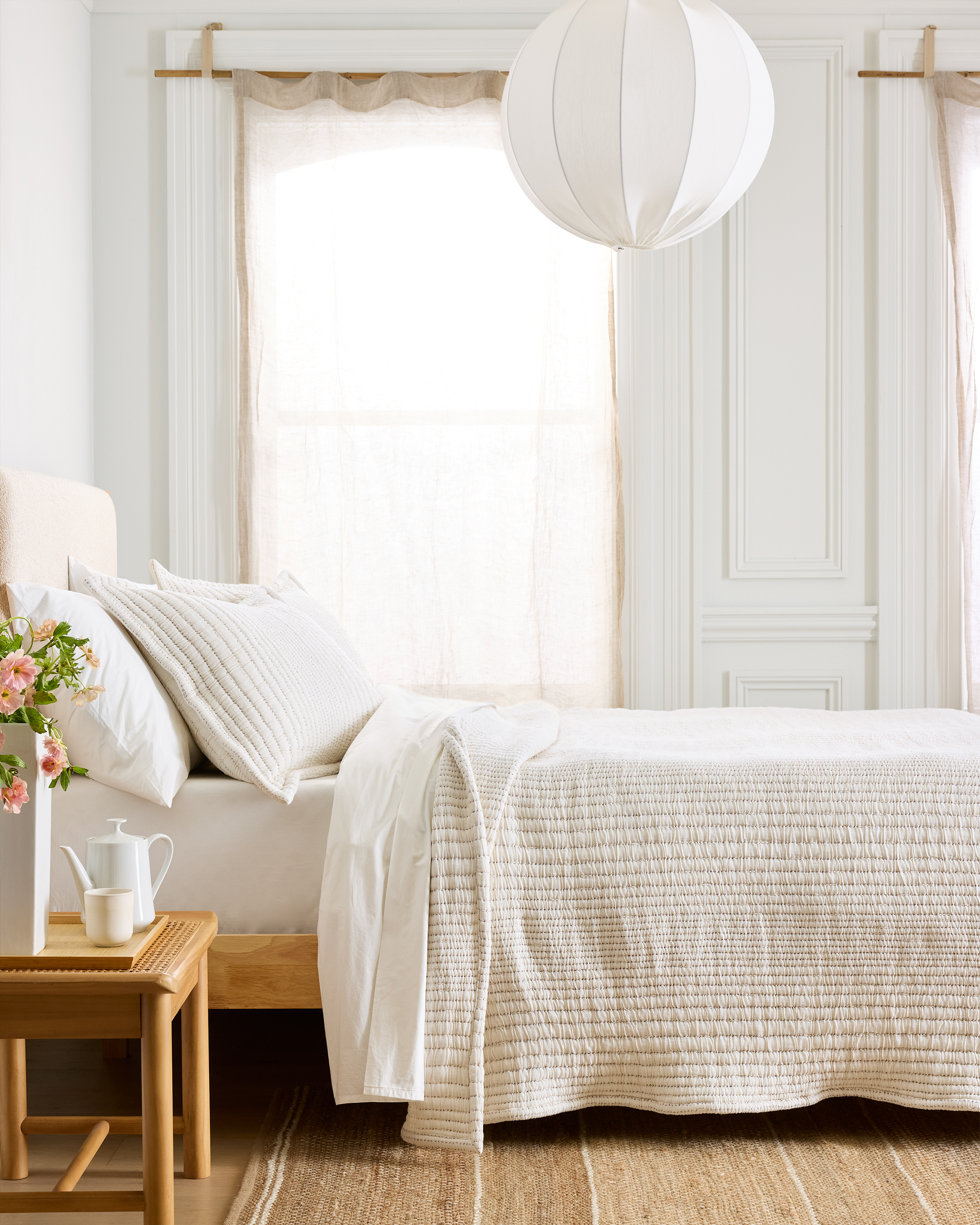 Undyed Organic Cotton Channel Stitch Coverlet