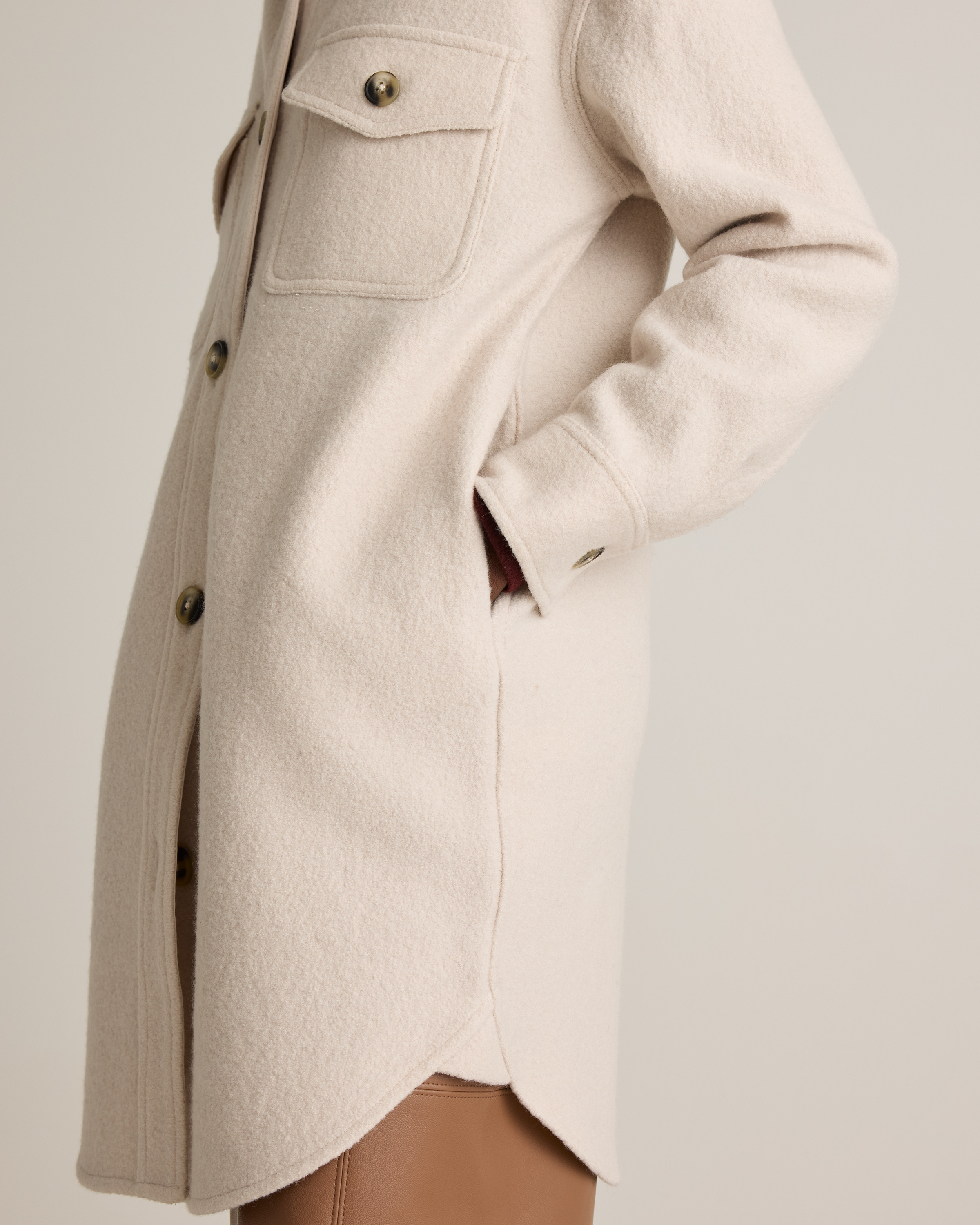 100% Merino Wool Long Shirt Jacket