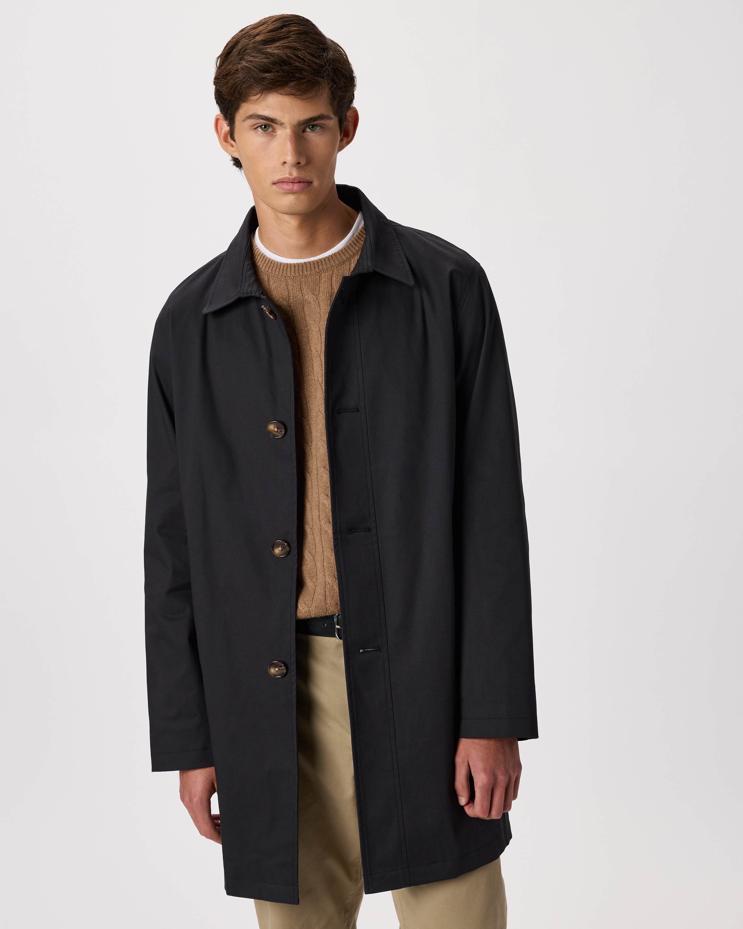 Midnight Black Comfort Stretch Trench Coat