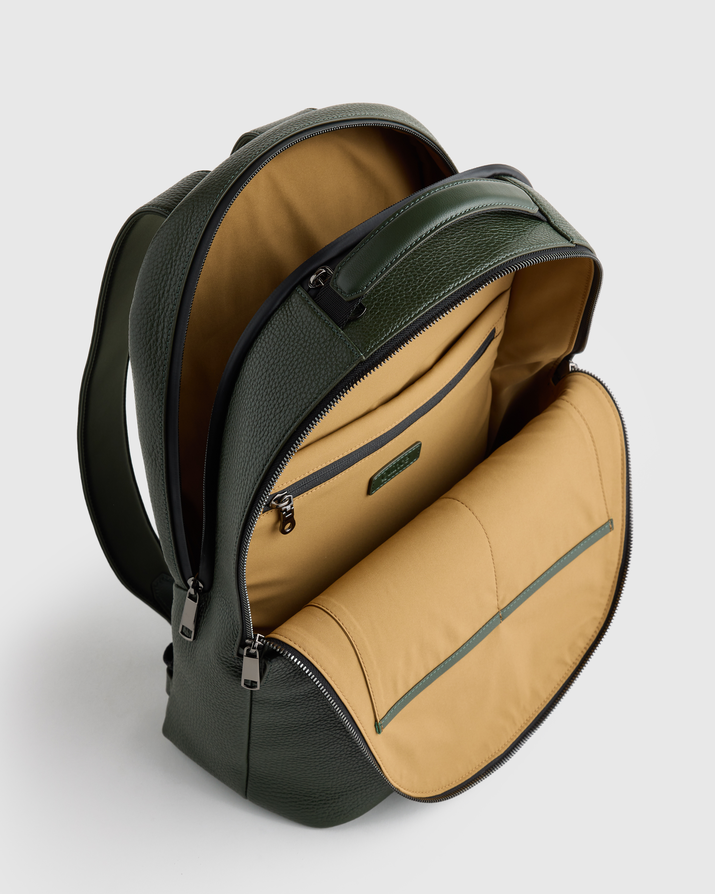 Excursion Italian Leather Laptop Backpack in Dark Olive display picture 1