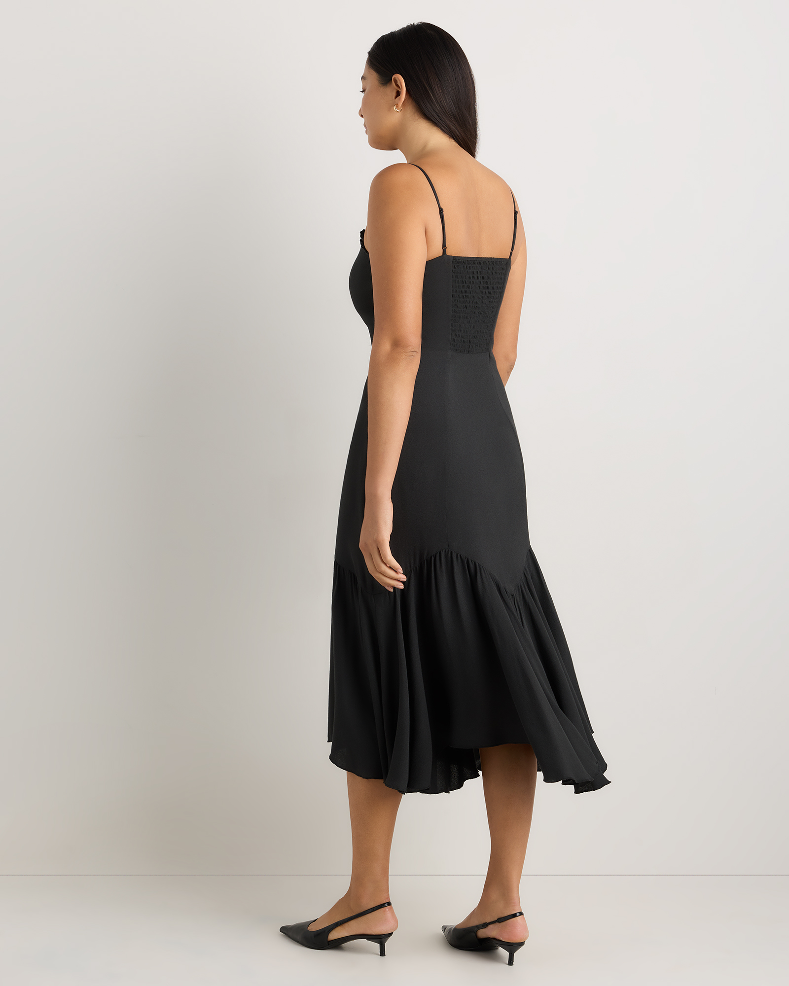 knee length dresses for ladies Midi Crepe Dress with Thin Straps 42