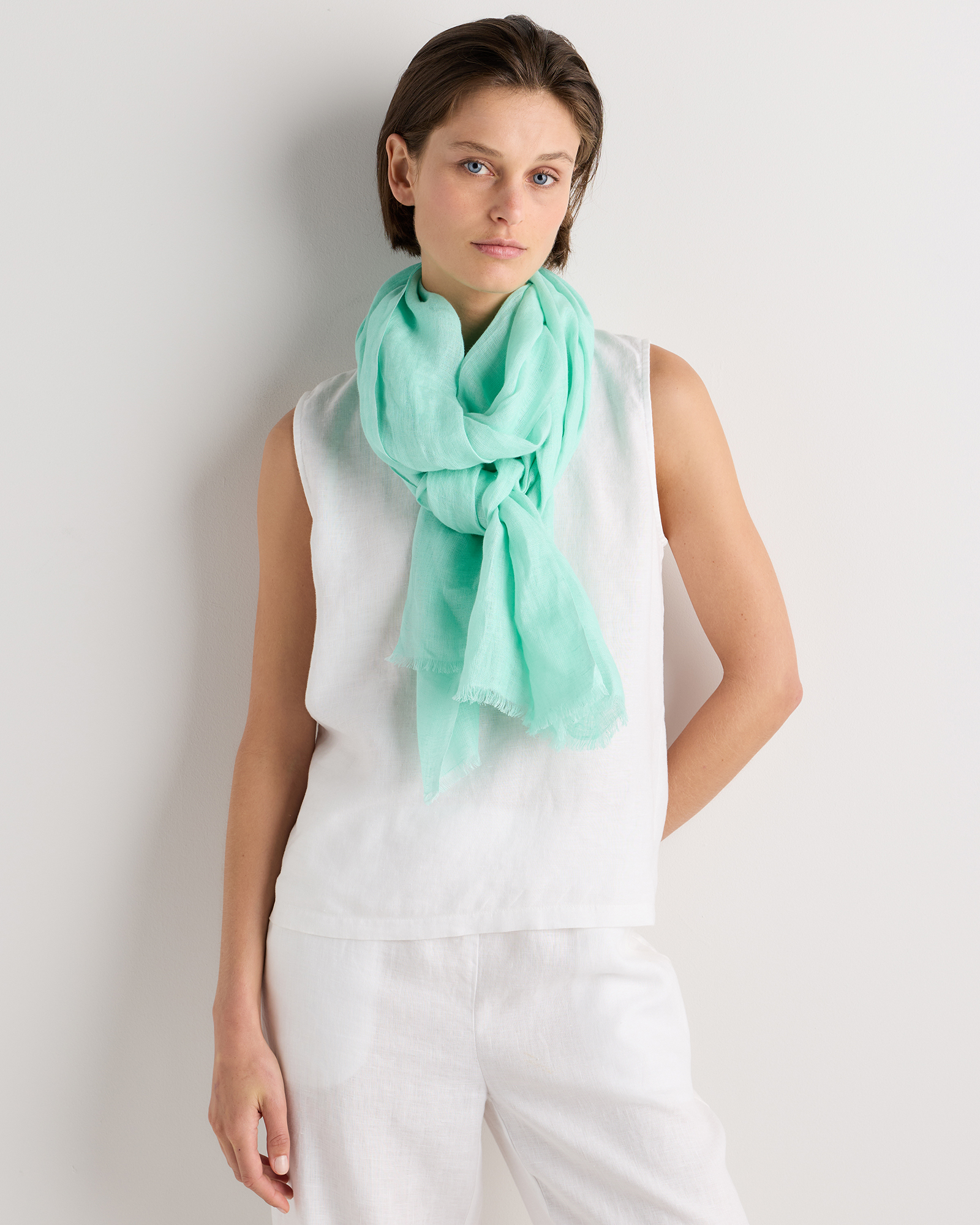 Mint 100% European Linen Scarf