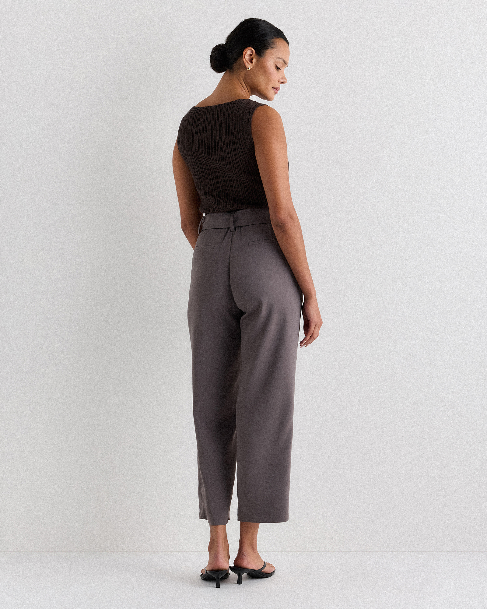 【AMERICANA】 Strech Waist Gather Pants Stretch Crepe Paperbag Pants