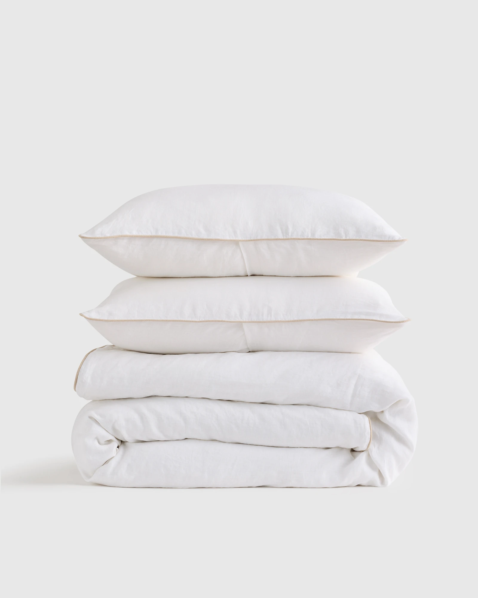 100% European Linen Piped Duvet Cover Set