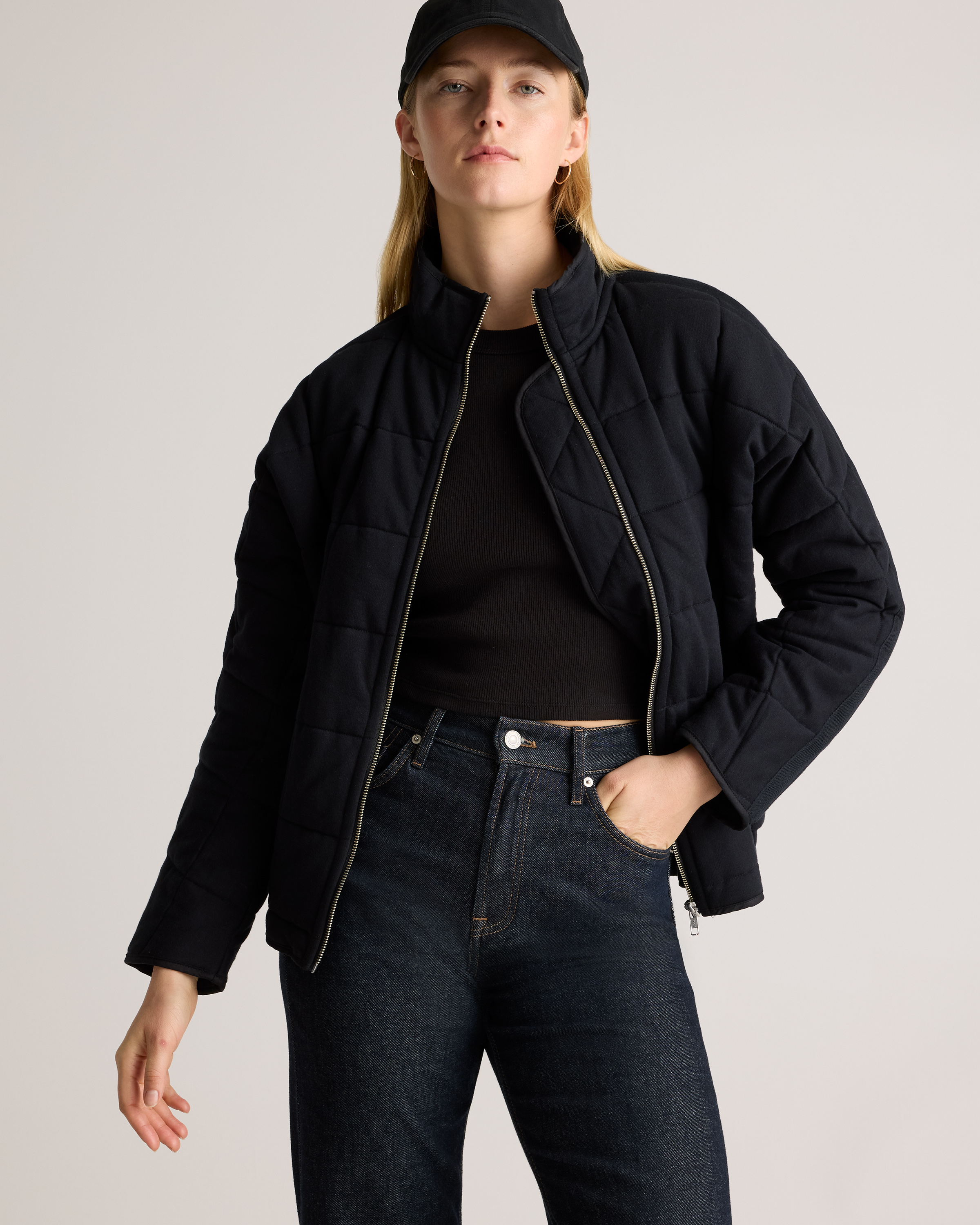Organic Cotton Quilted Knit Jacket
