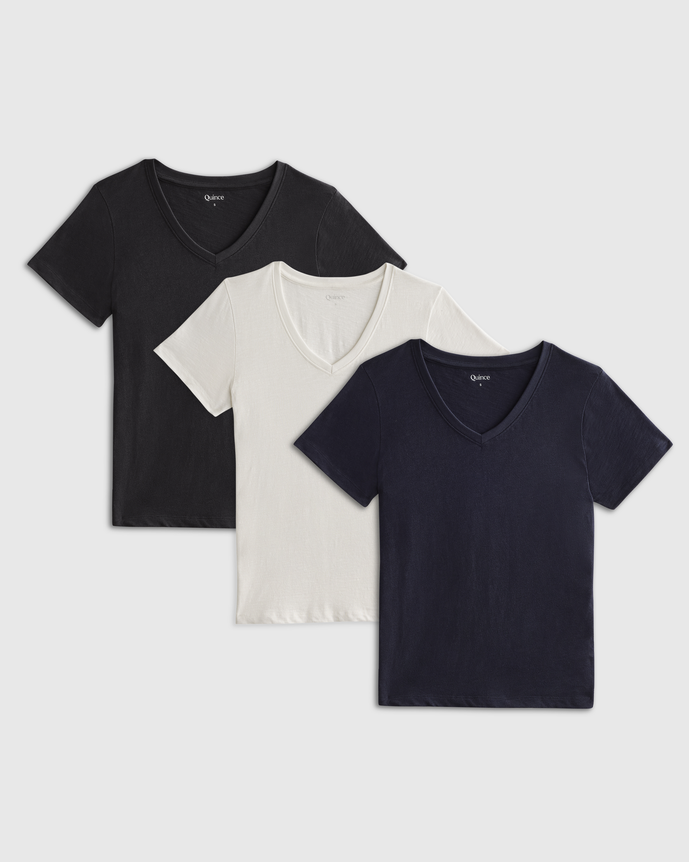 Black 100% Organic Cotton Slub V Neck Tee 3 Pack Bundle