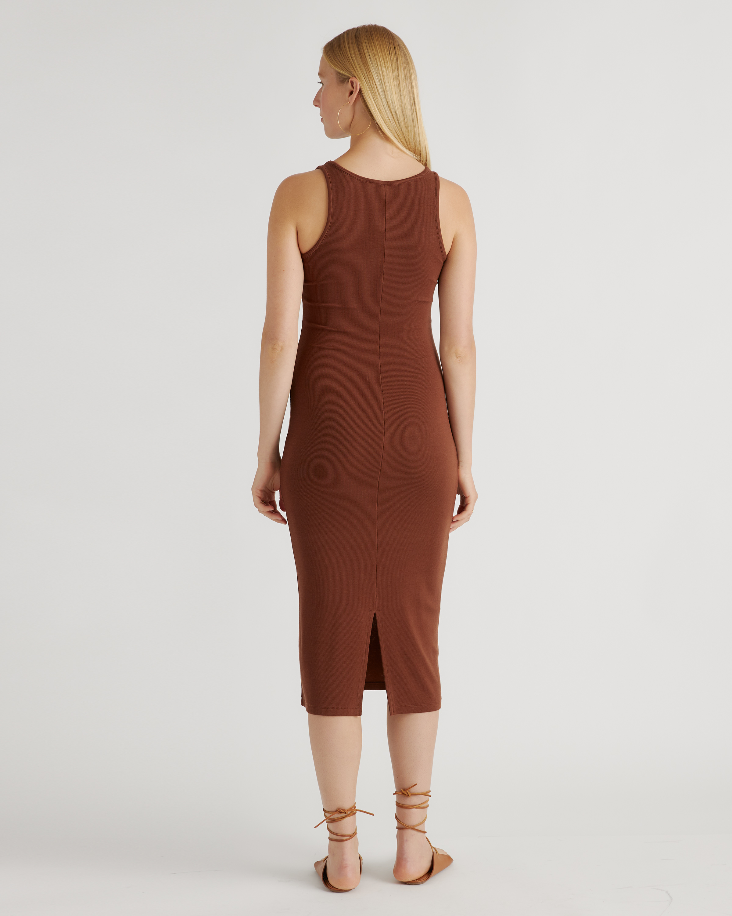 green emerald velvet dress Dariann Sleeveless Ribbed Midi Dress main image 1