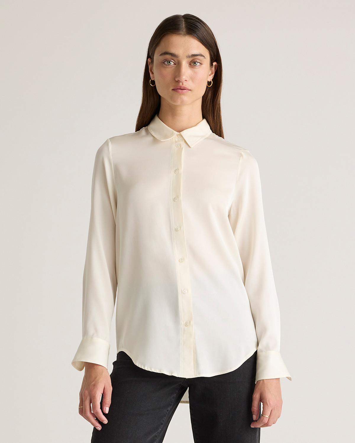 Quince Washable Stretch Silk Blouse | Quince in Ivory
