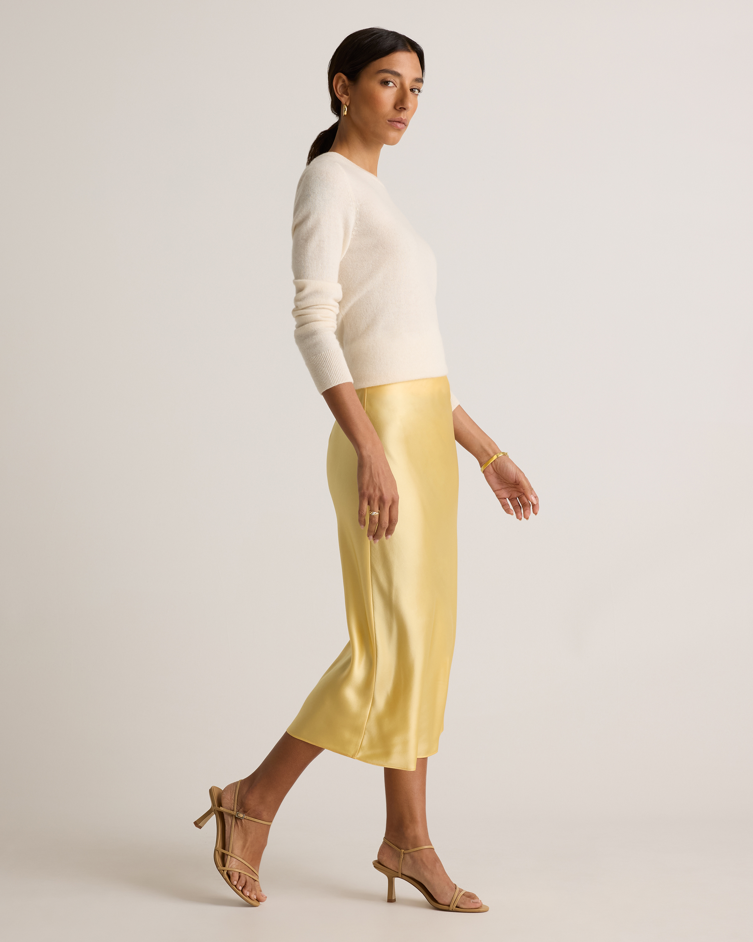 スカート BALMAIN Woman Skirt Yellow Cream BF1LC006KE67 GFE Balmain Outlet: skirt in wool blend with monogram - Yellow