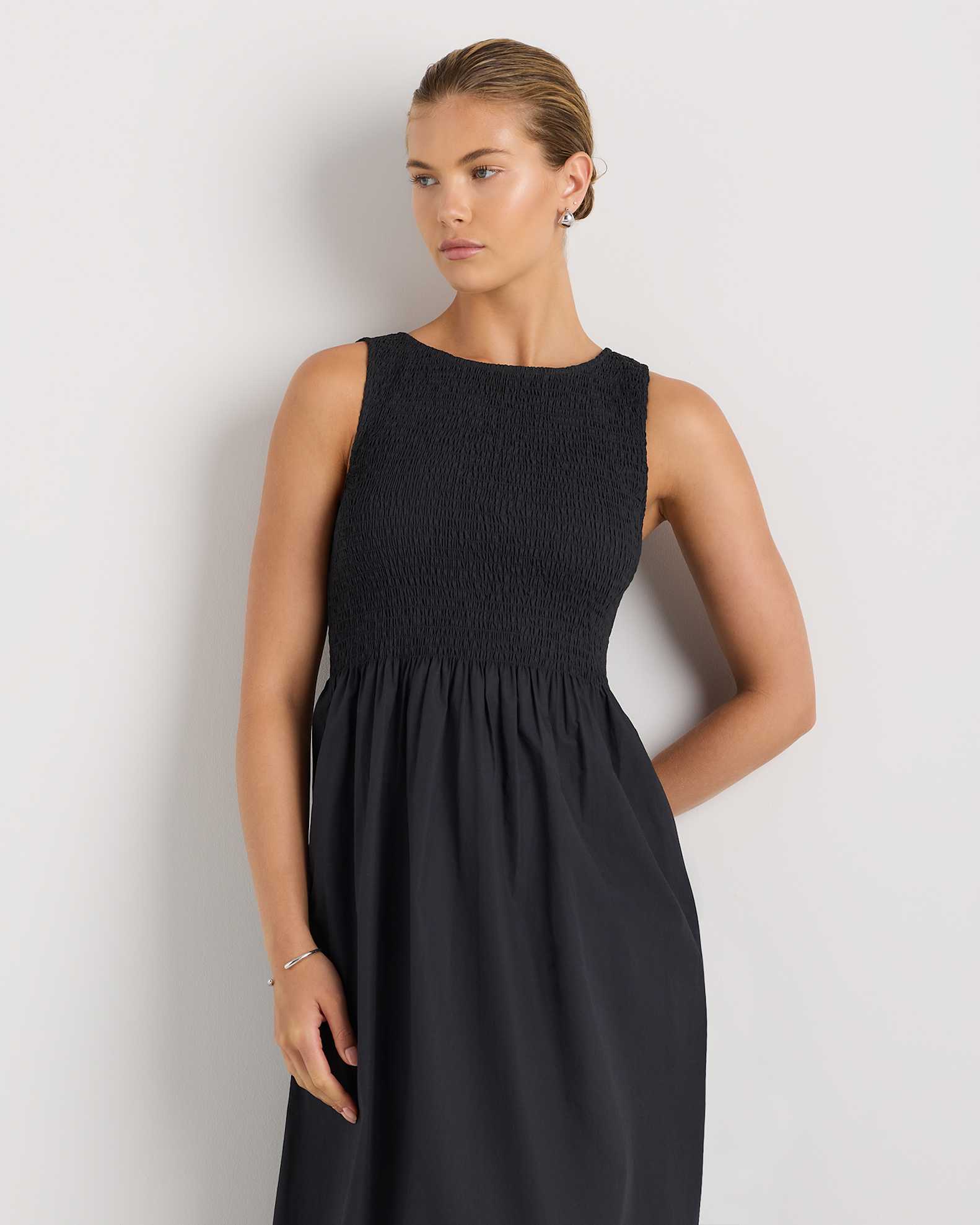 cotton boatneck dress Sleeveless Boatneck Dress