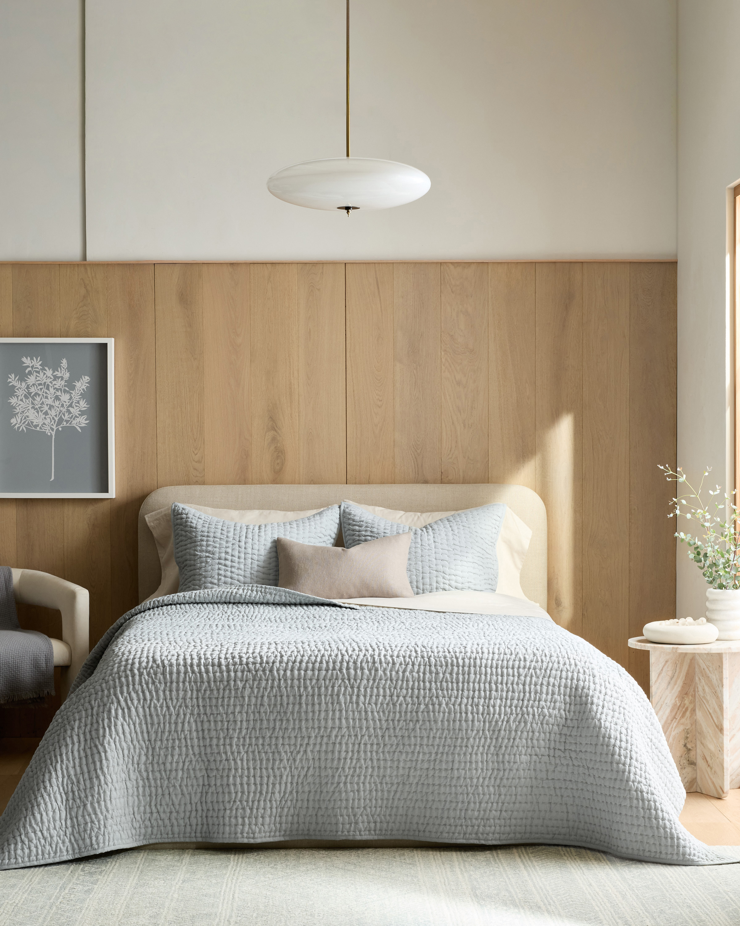 Mist European Linen Cotton Stitch Quilt Set