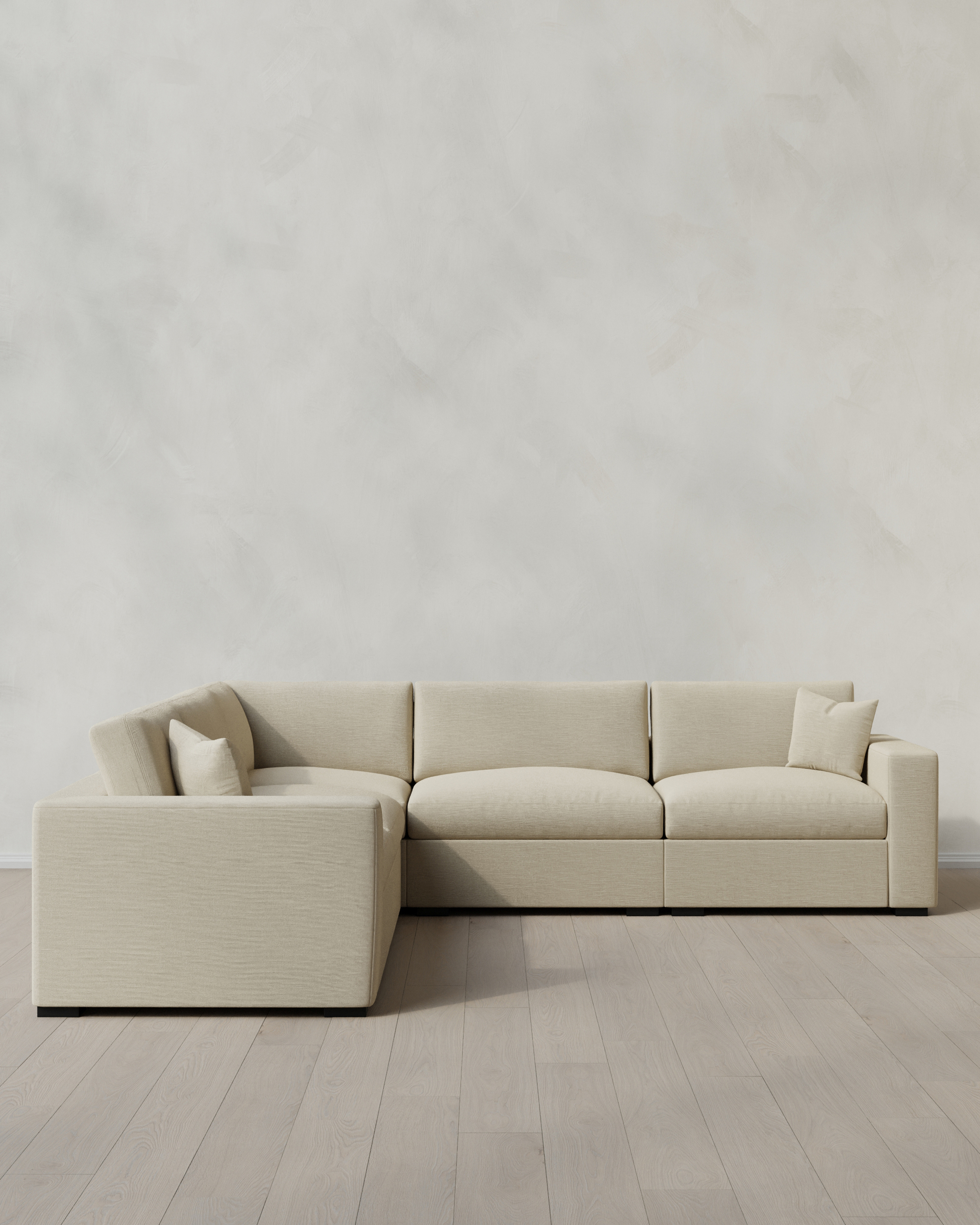 Quince Oasis 5-Piece L Sectional in Performance Linen in Sand
