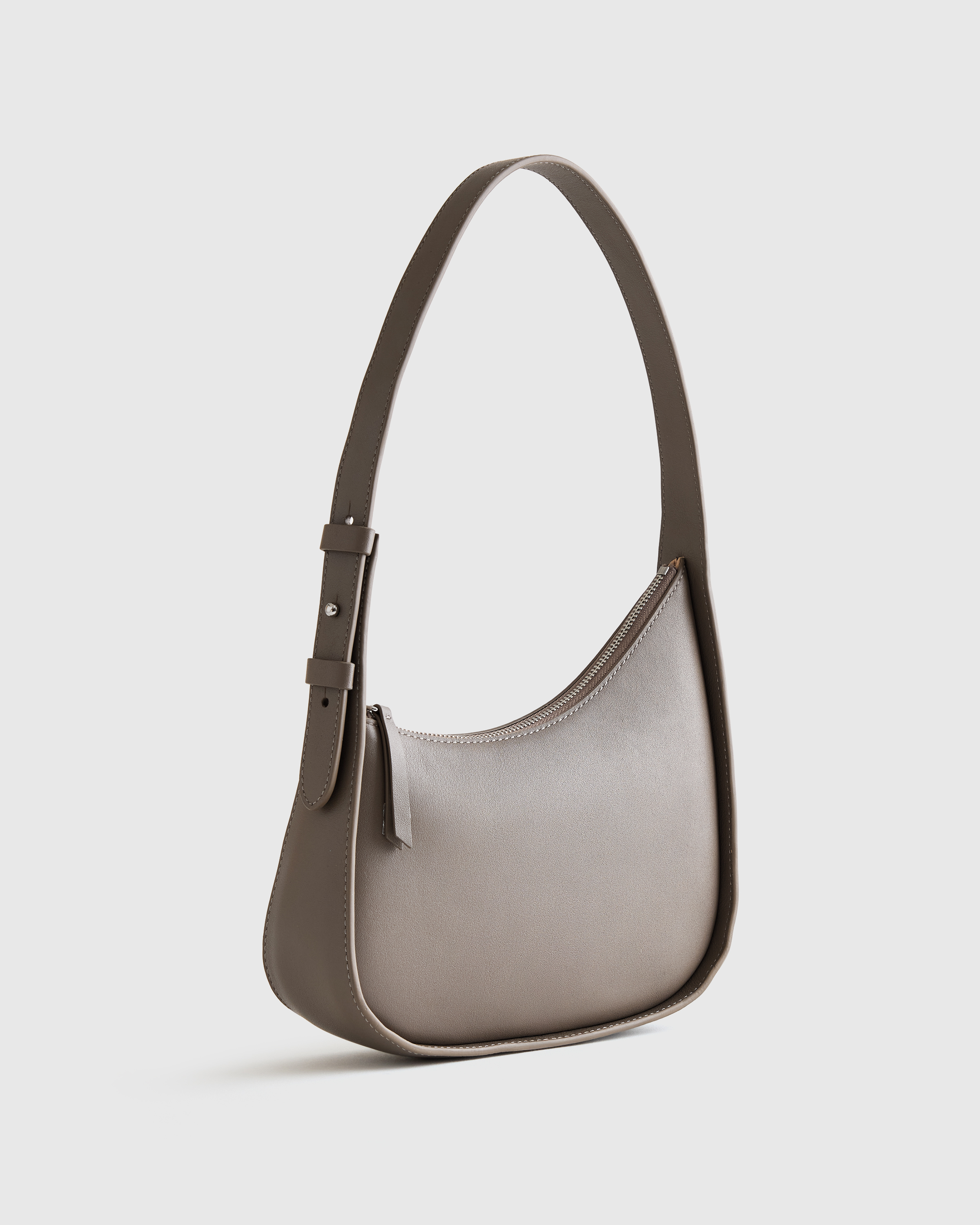 Italian Leather Asymmetrical Mini Shoulder Bag in Mink