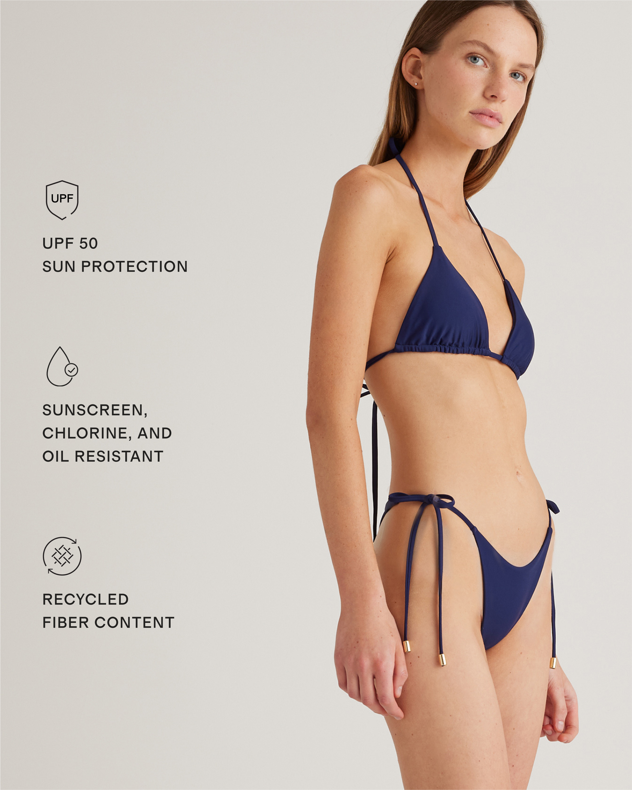 Italian Triangle Bikini Top in Deep Navy