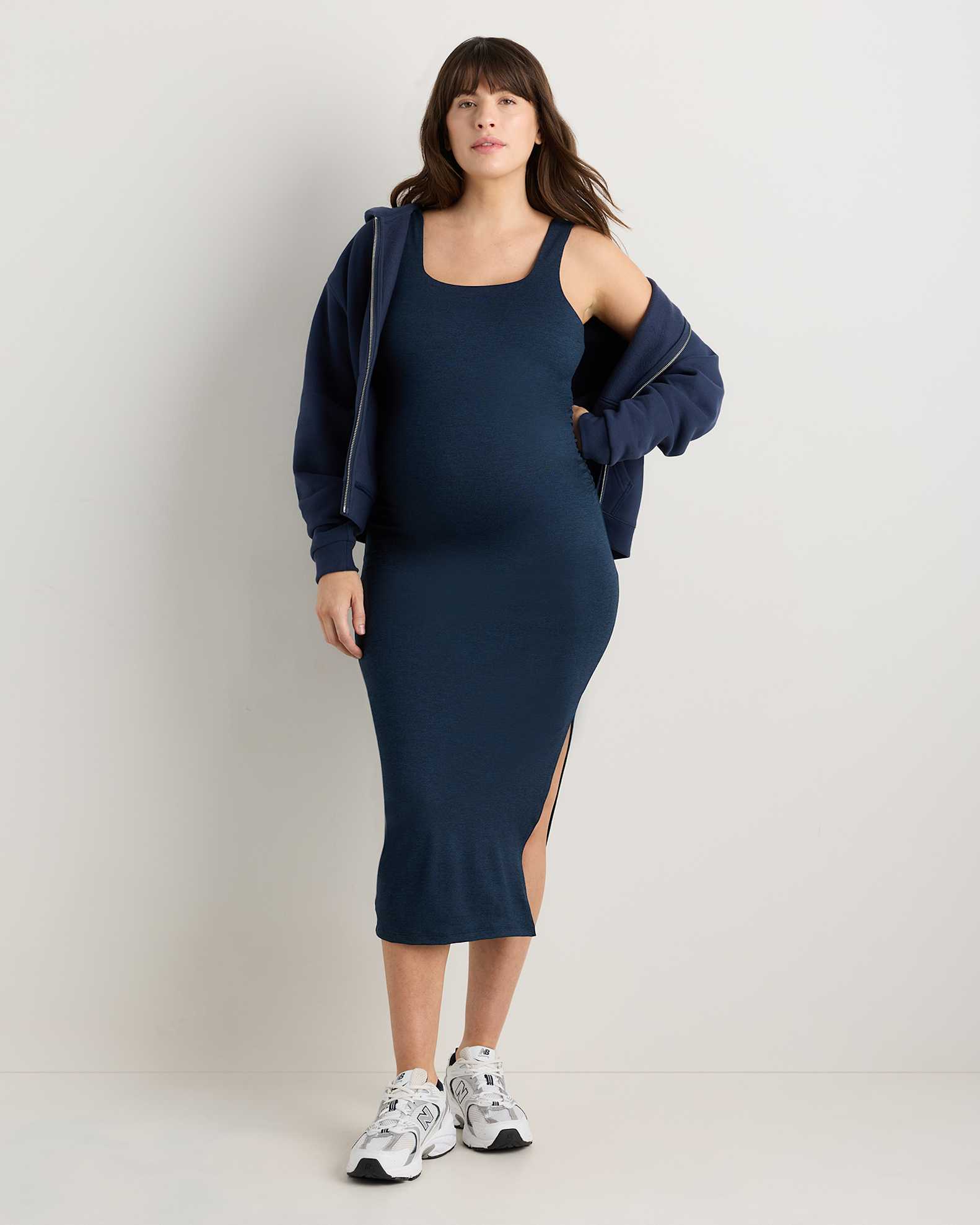 Women's Ultra-Soft Maternity Midi Dress in Heather Navy, Size XL, Bamboo Viscose by Quince Women's Ultra-Soft Maternity Midi Dress in Heather Navy, Size XL, Bamboo Viscose by Quince