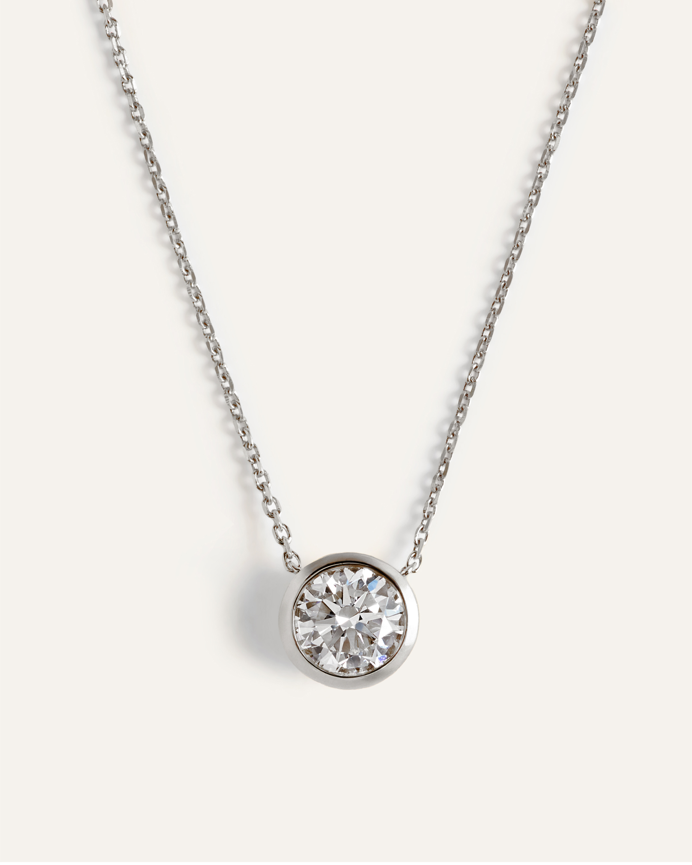 White Gold 14K Gold Lab Grown Diamond Bezel Necklace