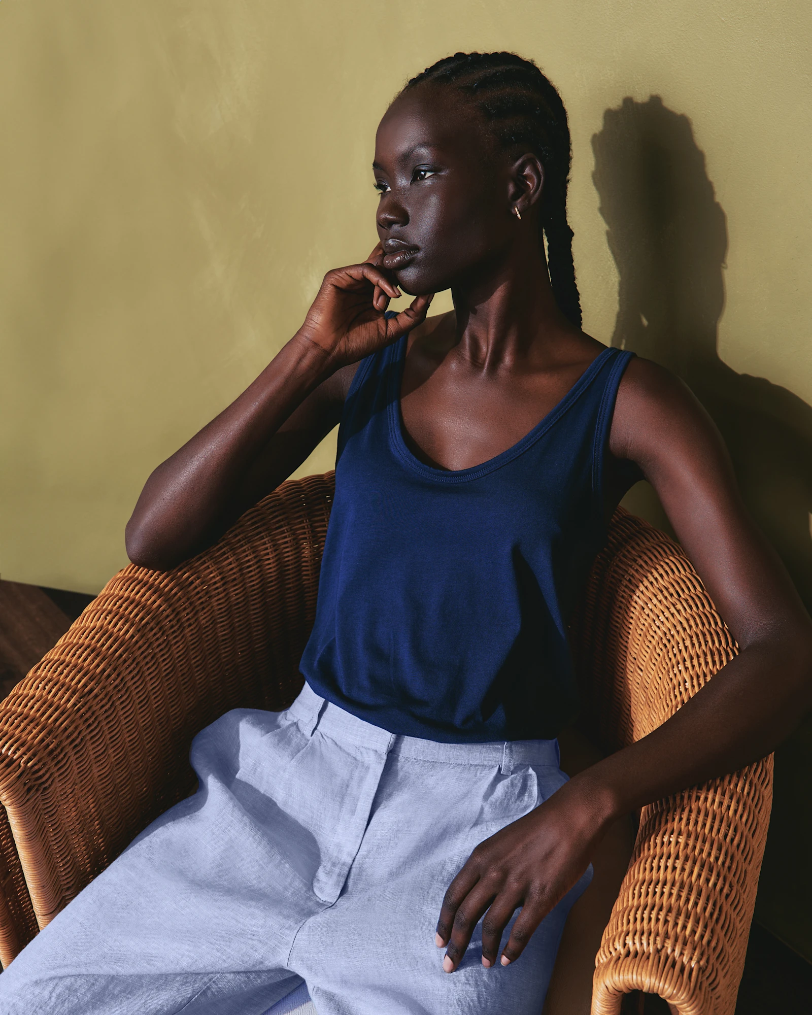 Cotton Modal Double Scoop Neck Tank