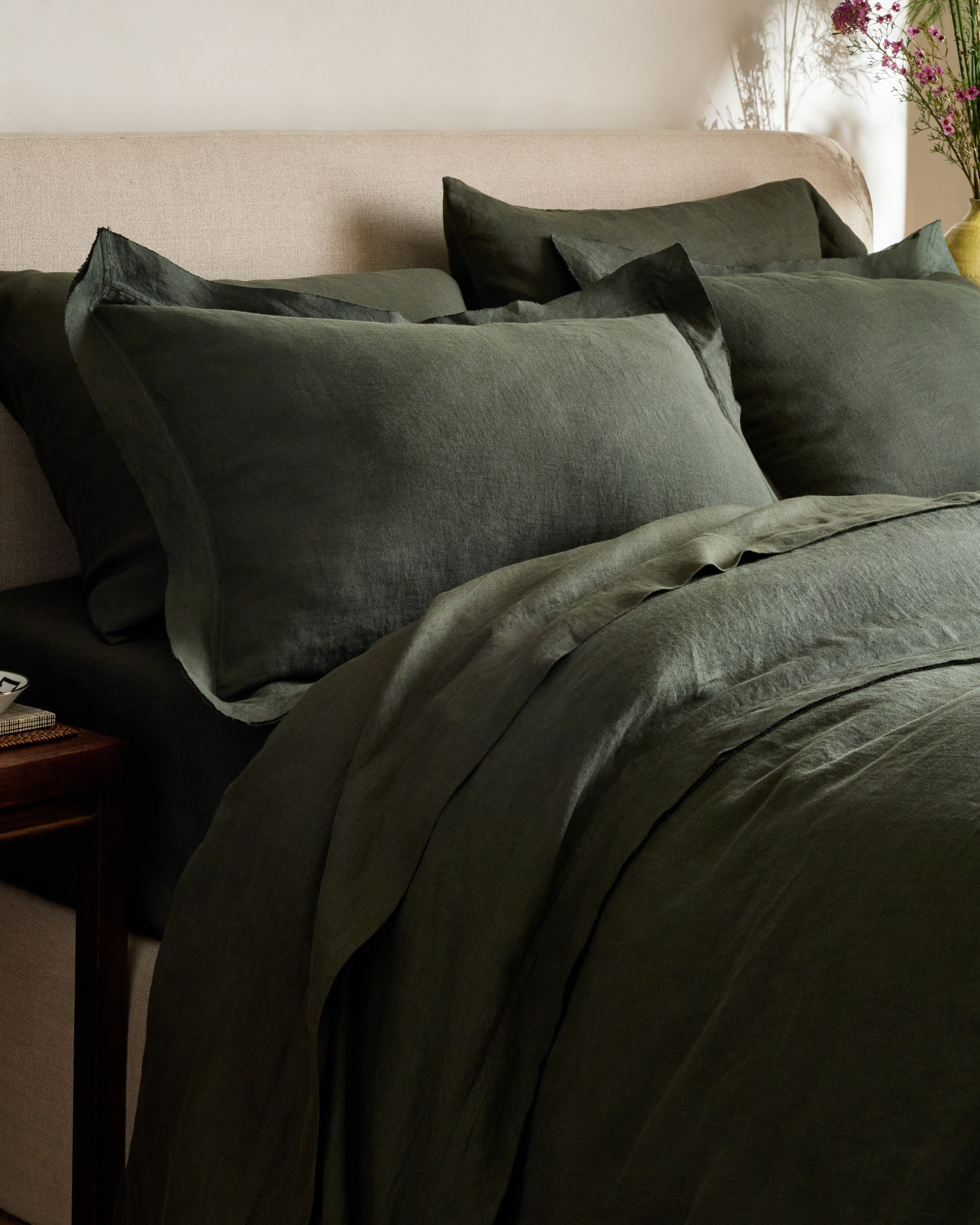 Pine European Linen Double Flange Sham Set