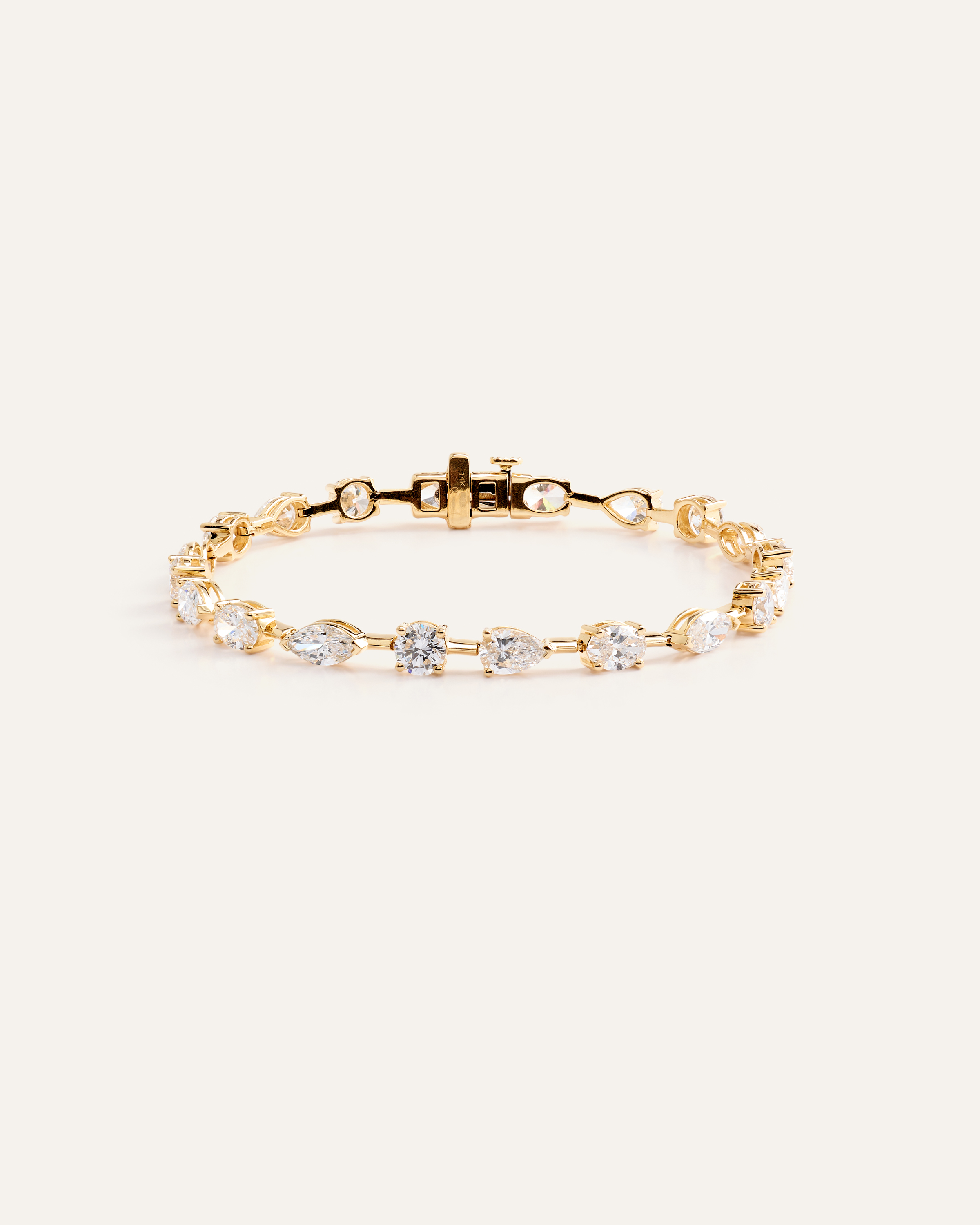 Yellow Gold 14K Gold Lab Grown Diamond Mixed Shape Tennis Bracelet