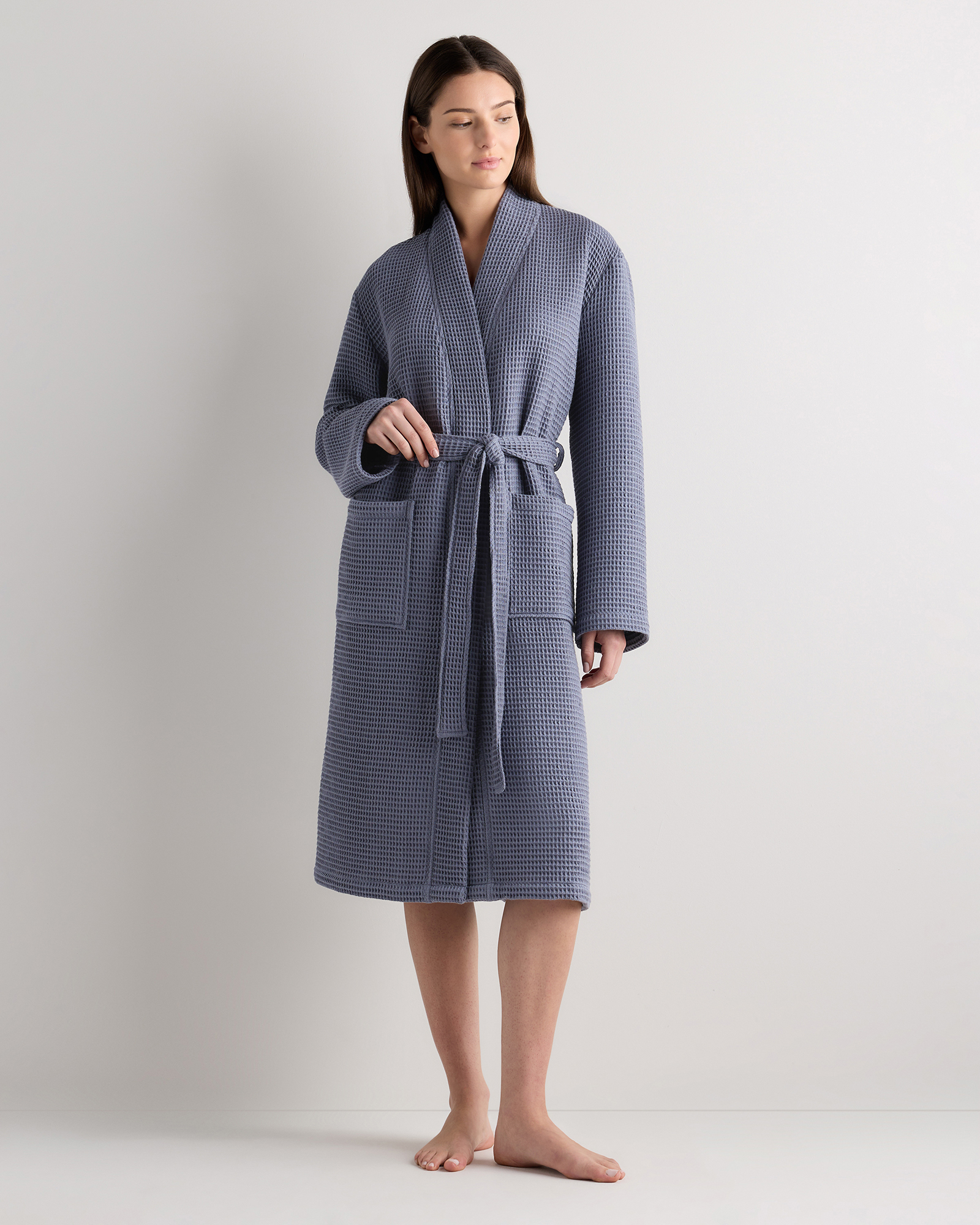 Twilight Blue Organic Turkish Waffle Robe