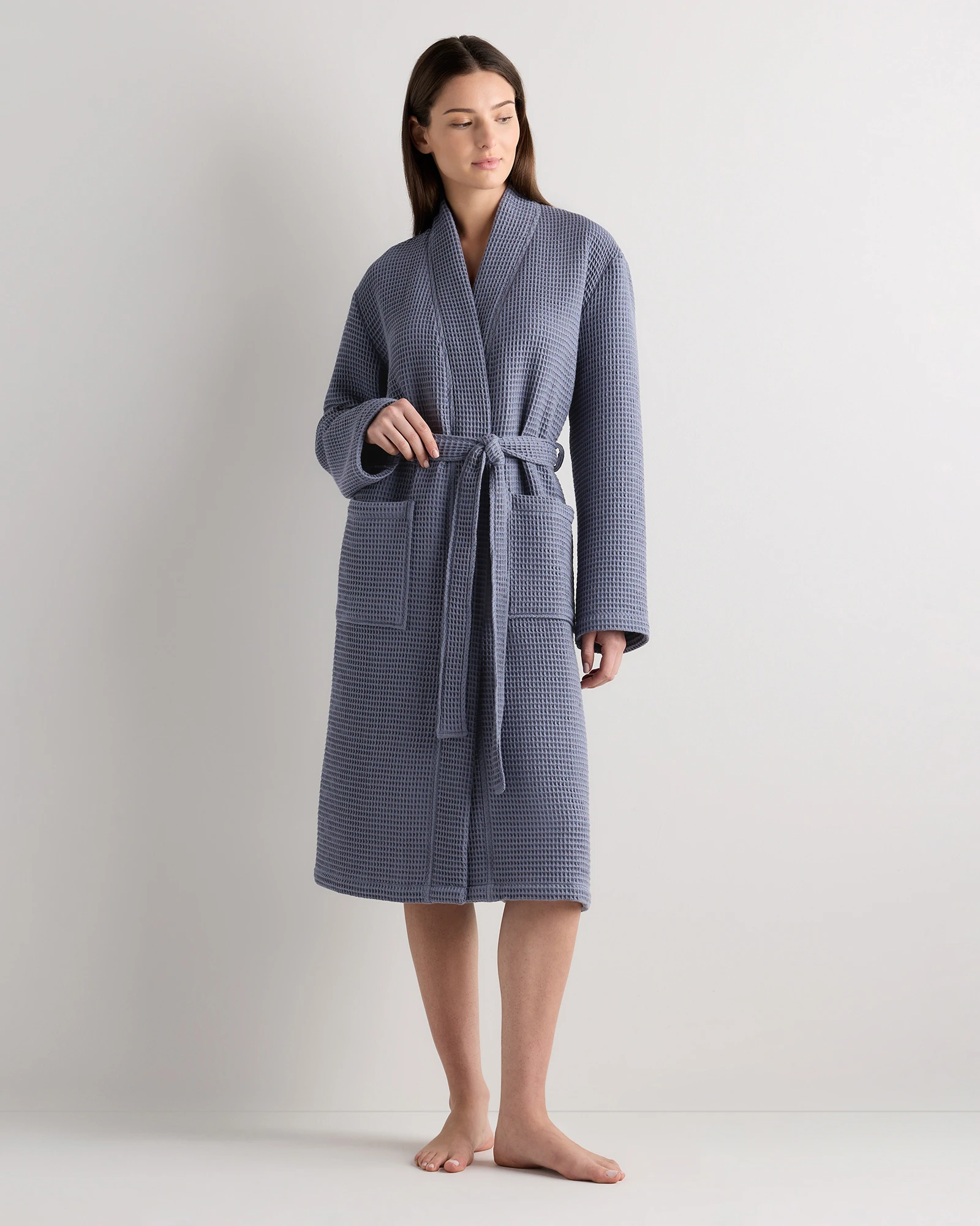 Organic Turkish Waffle Robe - White (M)