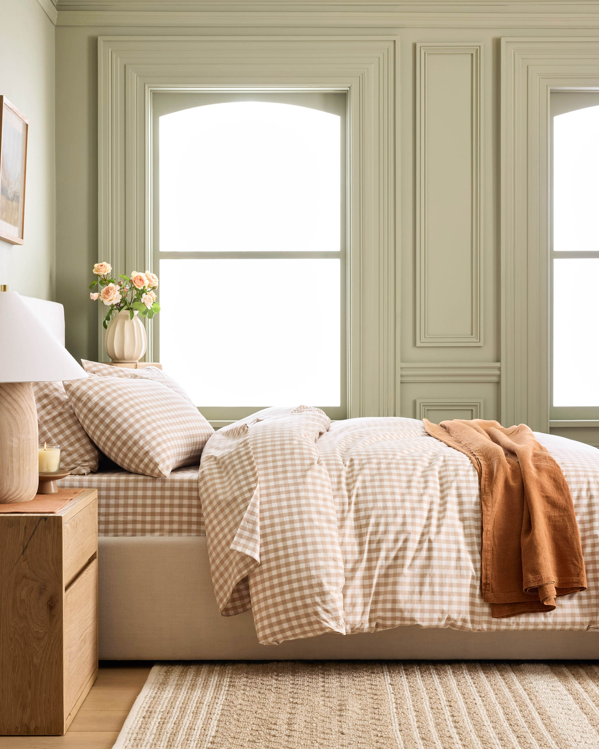 Cafe Classic Organic Percale Gingham Duvet Cover