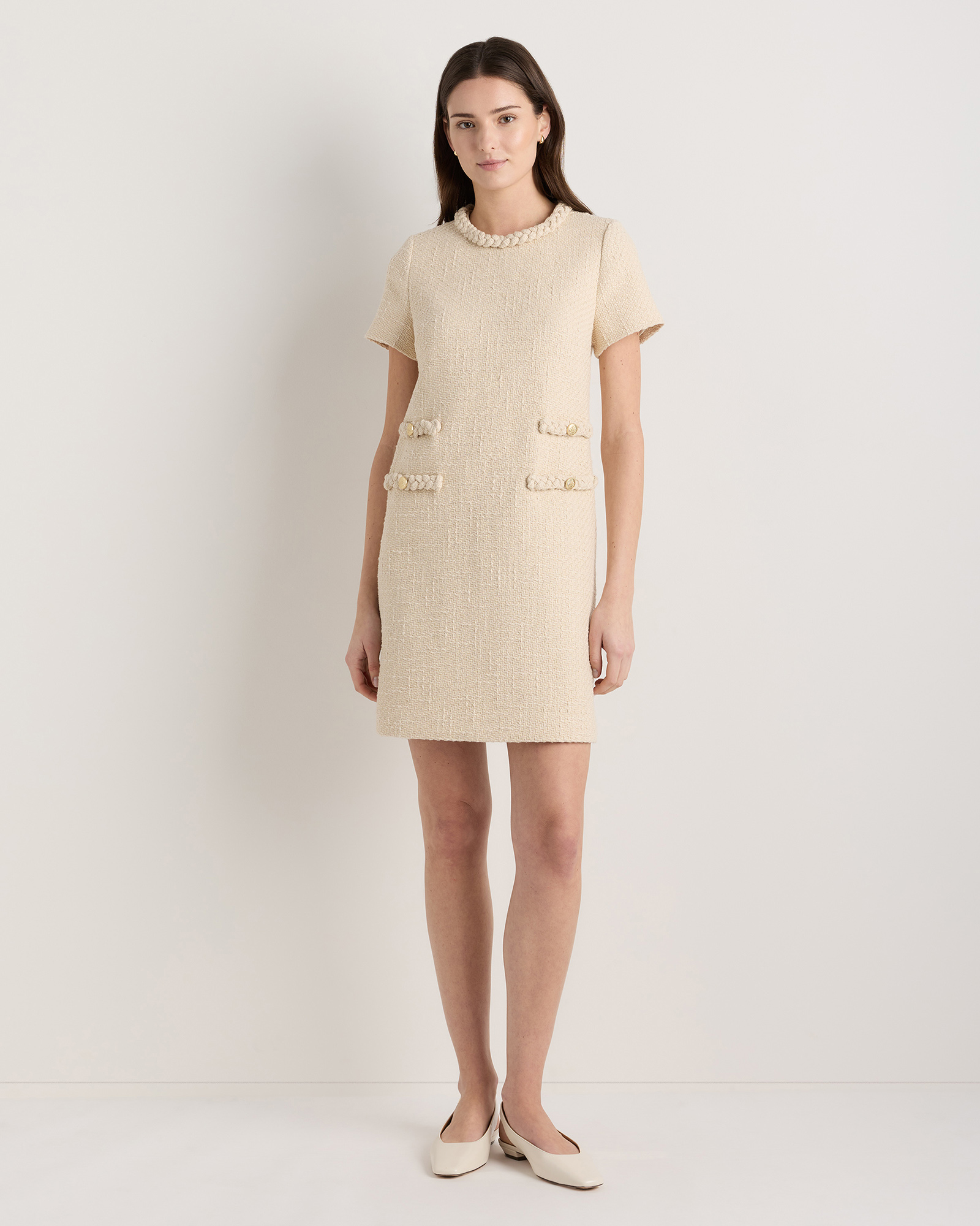 Ivory Coast Tweed Short Sleeve Mini Dress