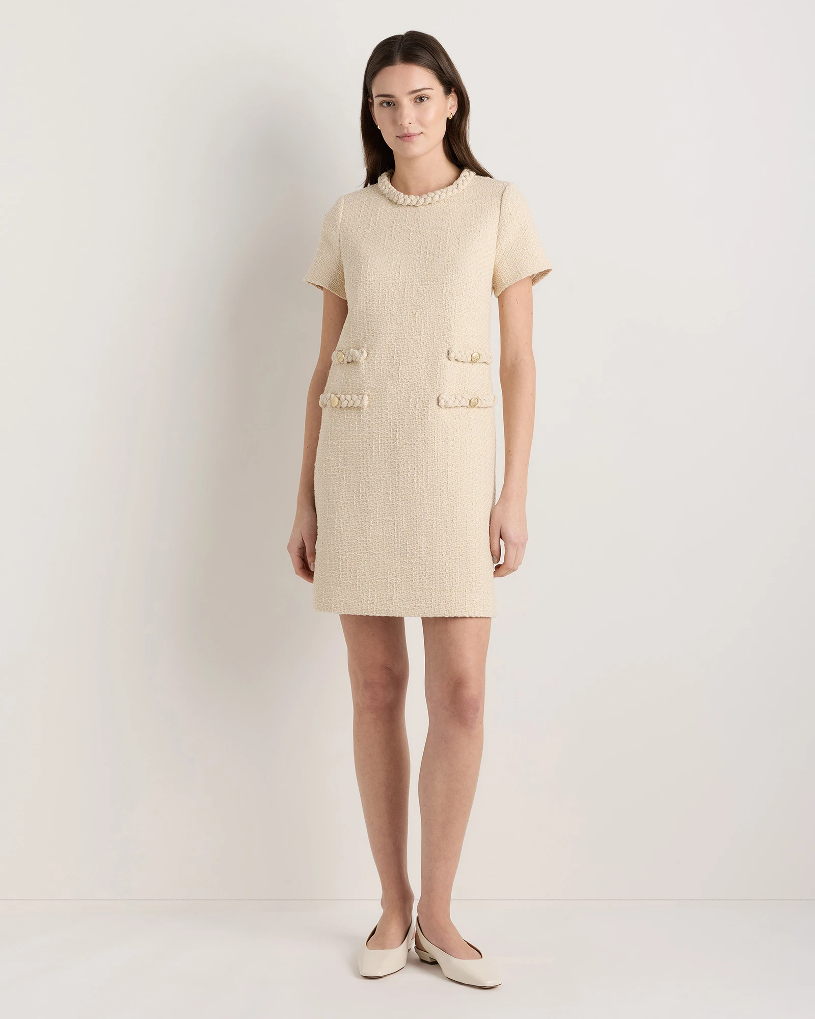 Tweed Short Sleeve Mini Dress