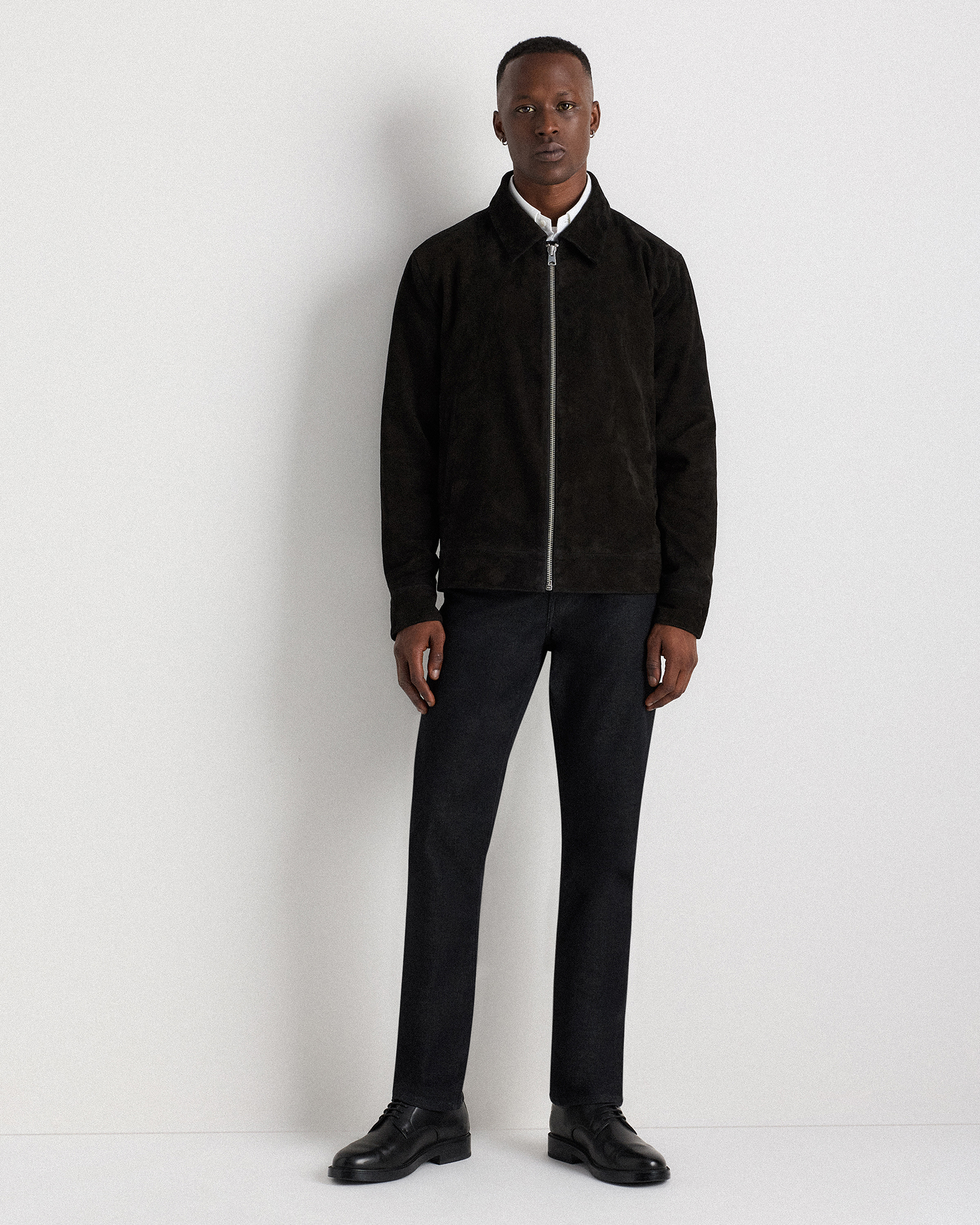 100% Suede Harrington Jacket in True Black