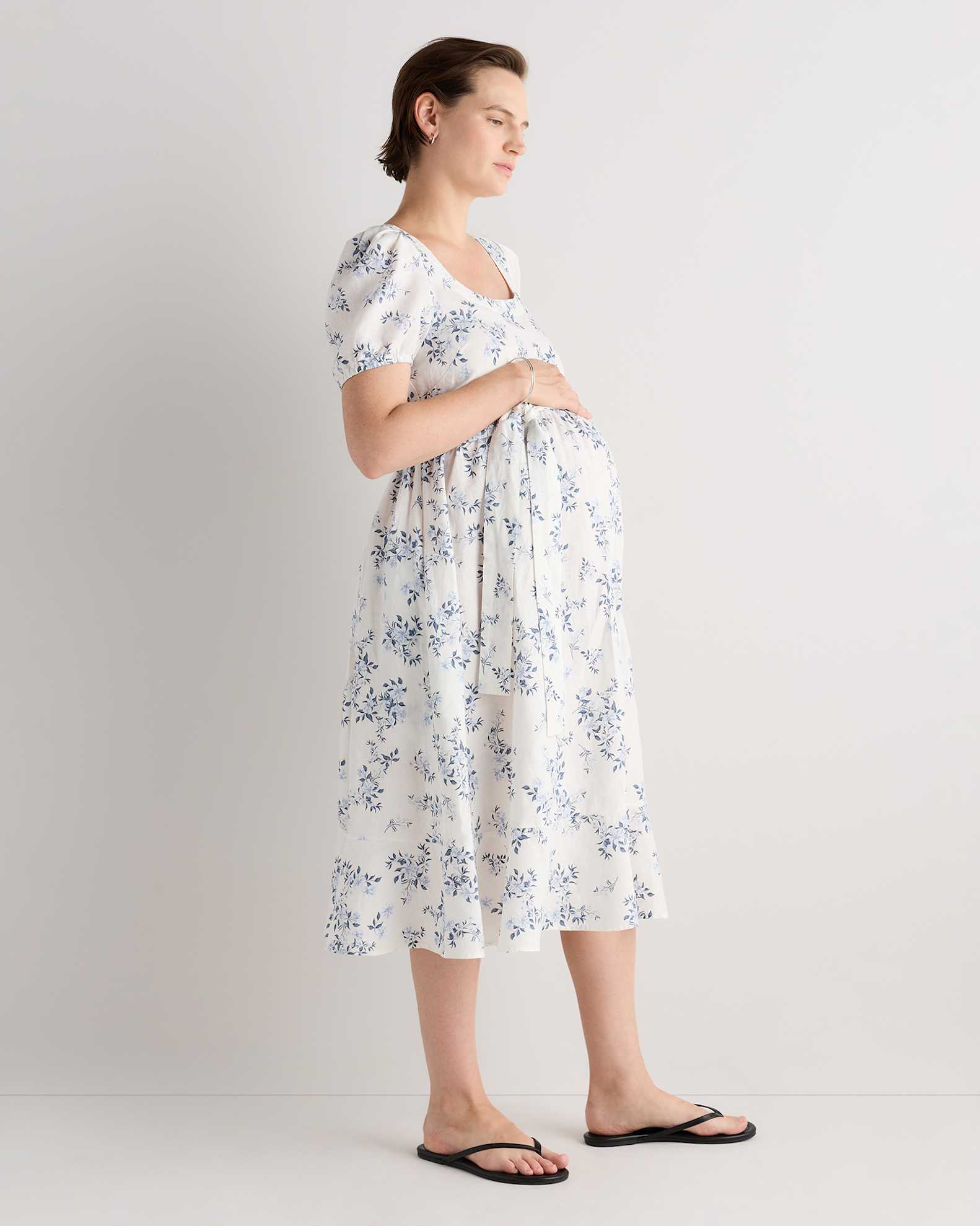linen maternity dress Mimosa Pine green - dress - Wrap dress - Oversized linen dress - Summer dress - linen dress 11.0 Sleeve width 33cm RIPE Hope Linen Maternity Dress