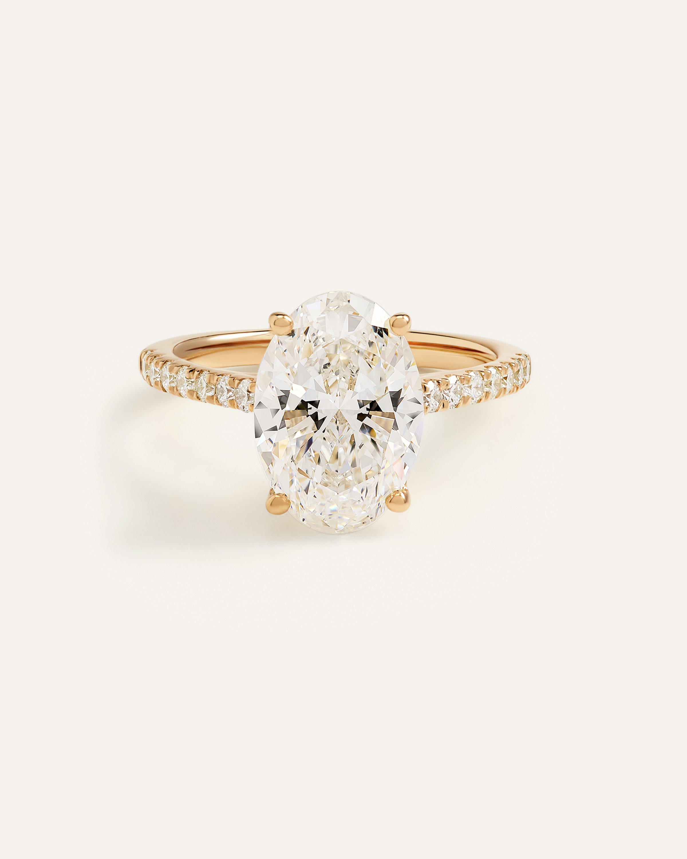 Lab Grown Diamond Oval Pave Trellis Cathedral Engagement Ring - 4ct ...