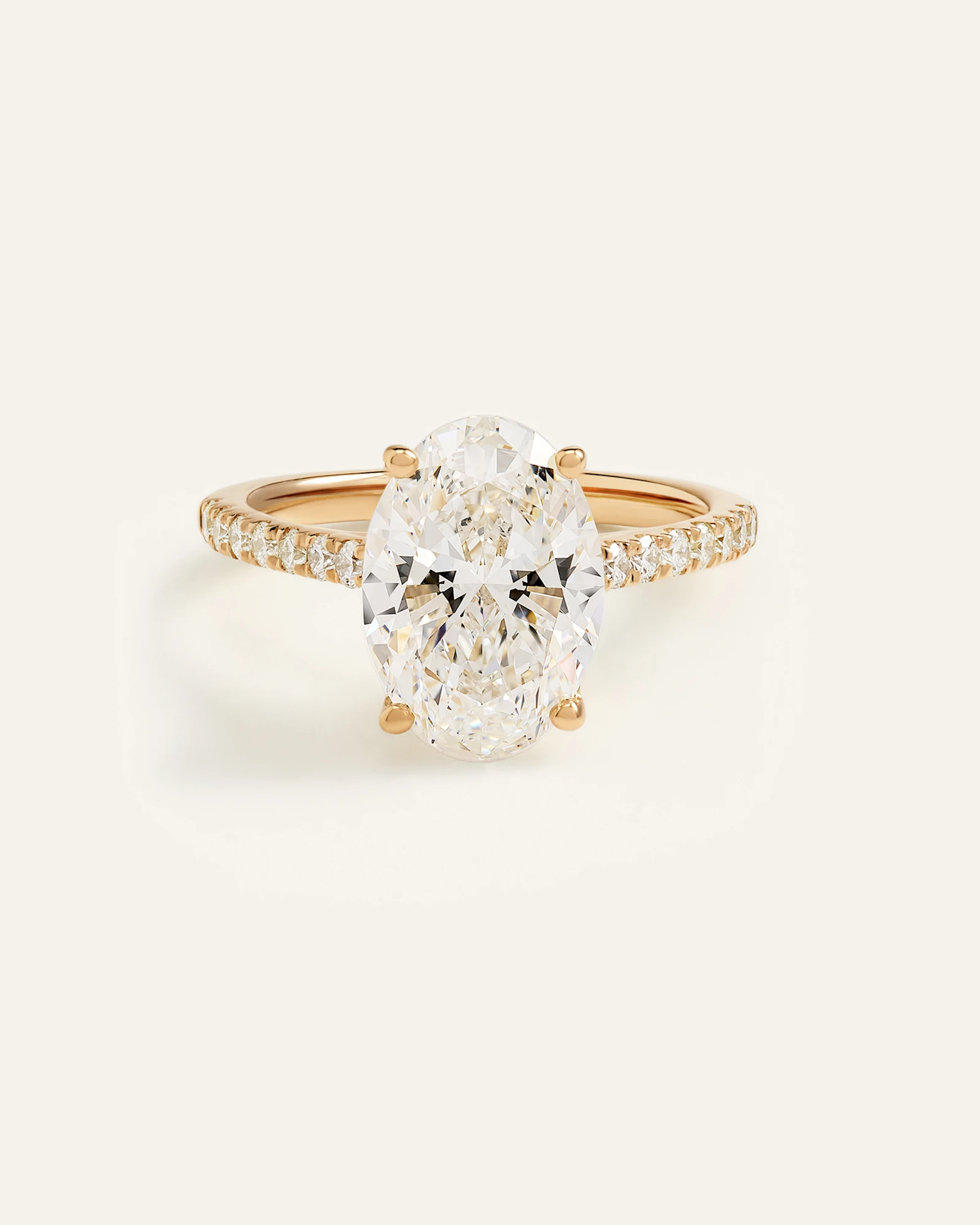 Lab Grown Diamond Oval Pave Trellis Cathedral Engagement Ring - 4ct
