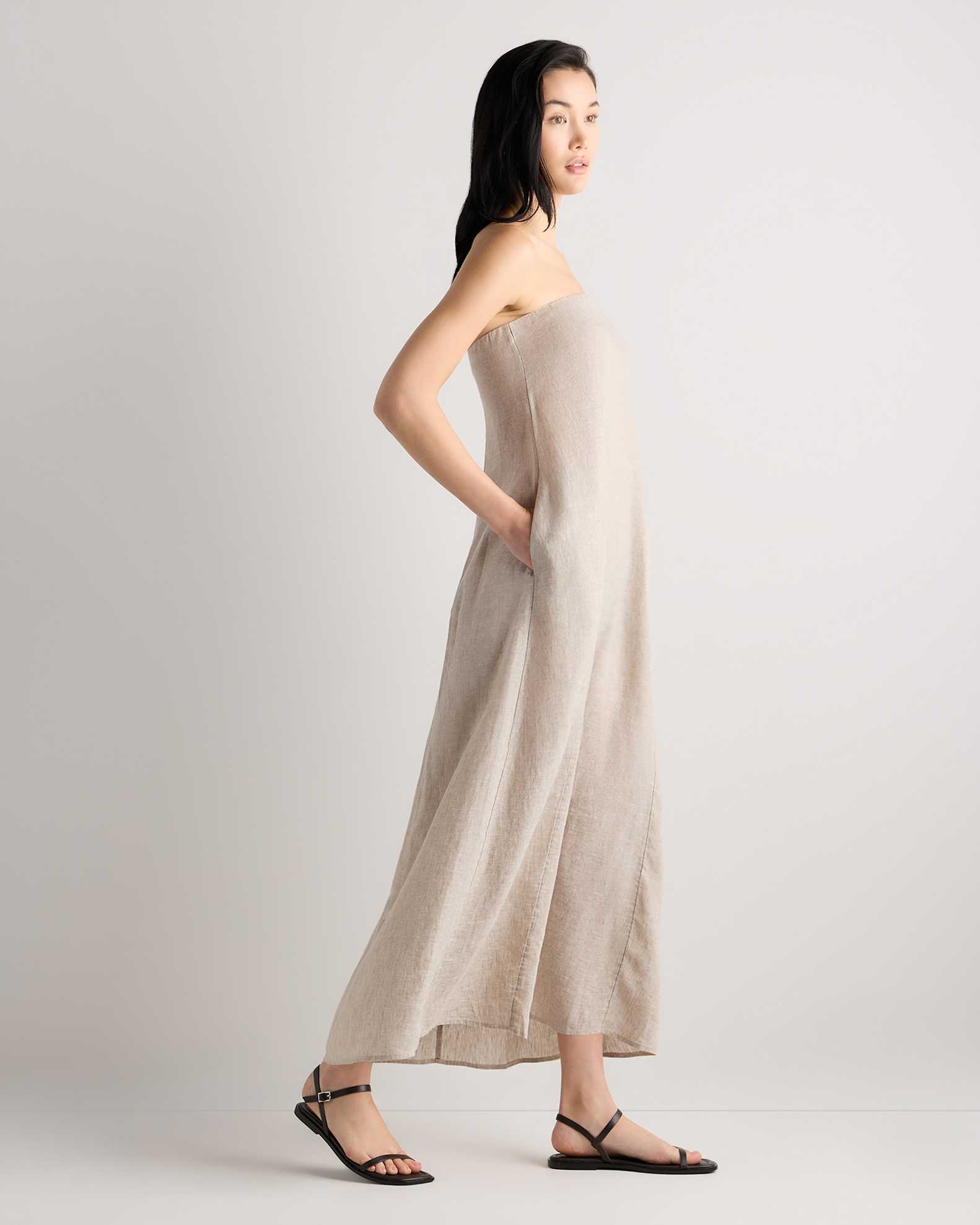 100% European Linen Strapless Maxi Dress in Flax 100% European Linen Strapless Maxi Dress in Flax