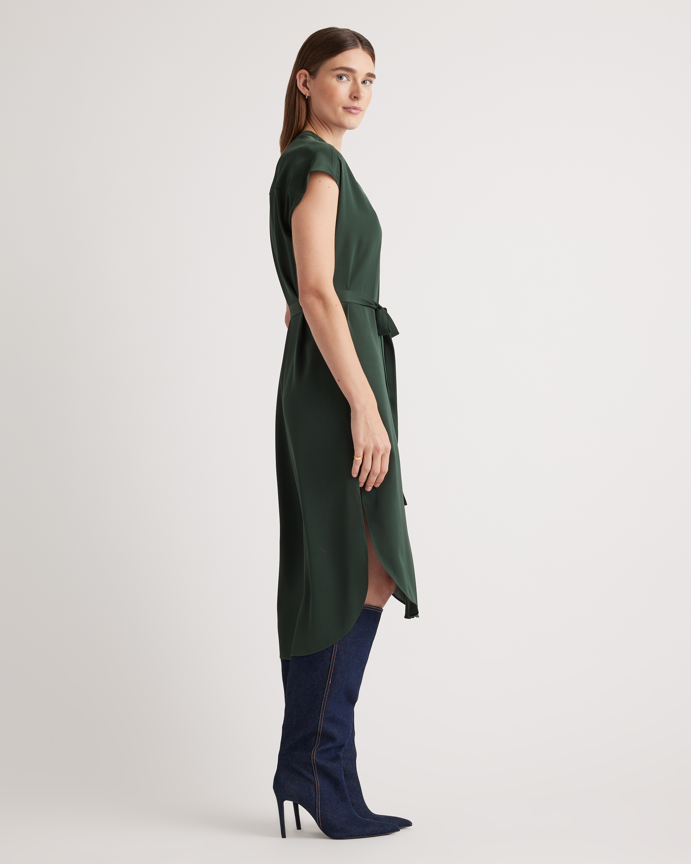 forest green shirt dress Corduroy Shirt Dress main image 1