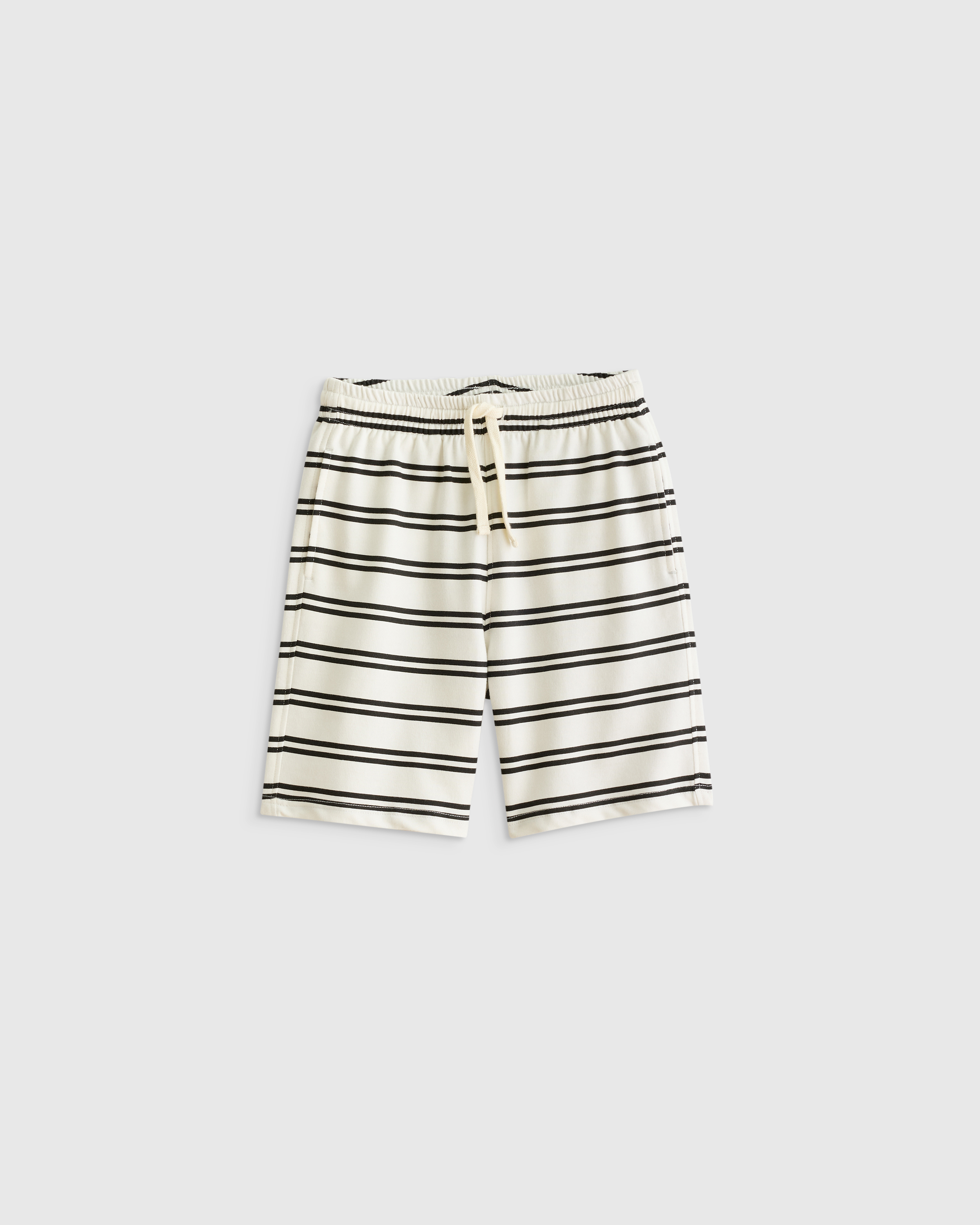 Black/White Stripe 100% Organic Cotton French Terry Short