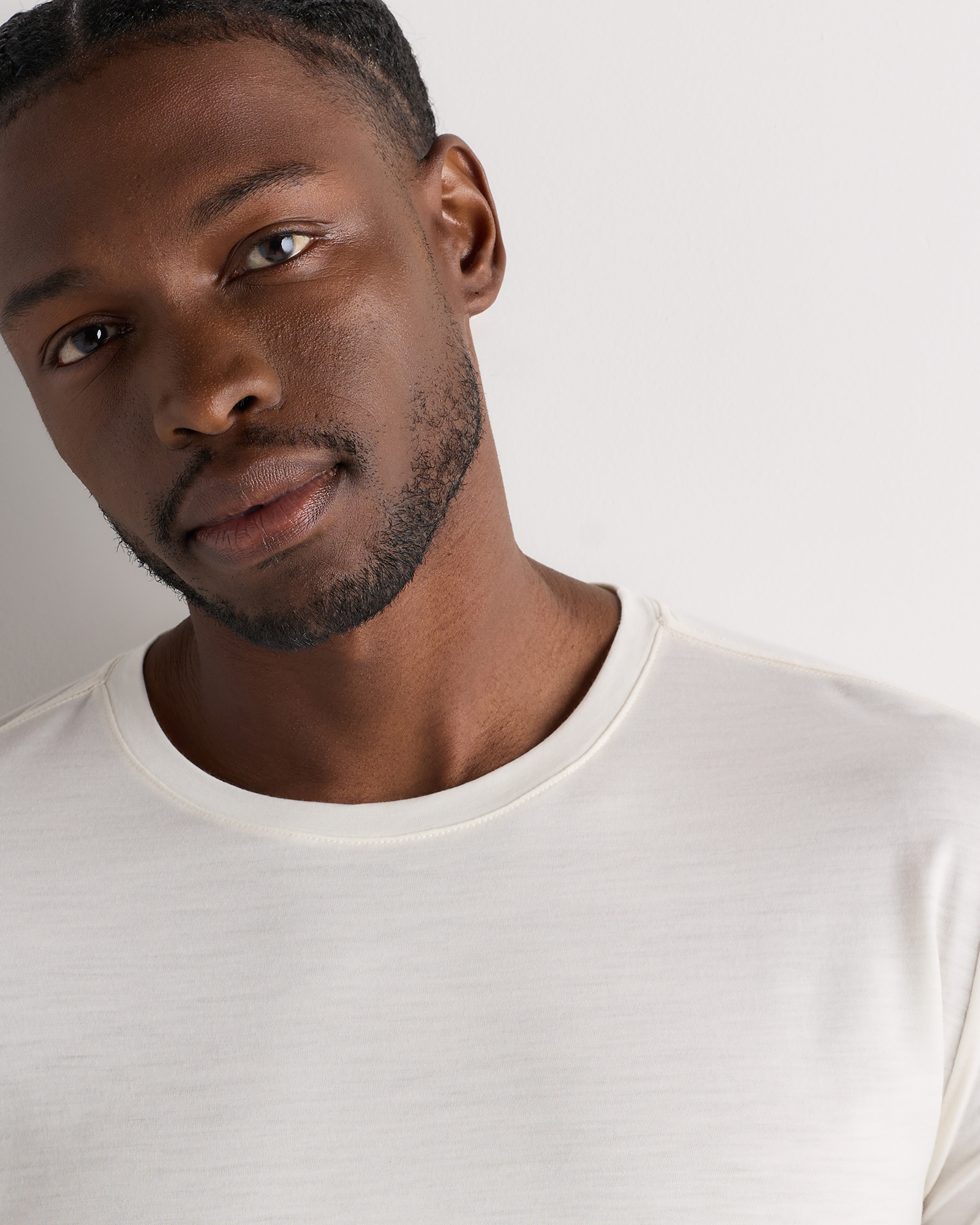 100% Merino Wool All-Season Long Sleeve Base Layer Tee in Off White