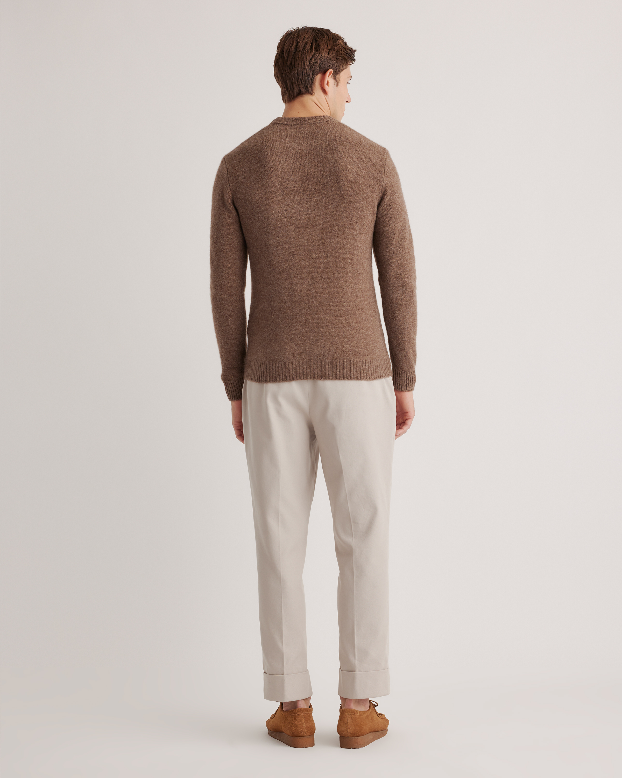 ニット/セーター ARGUE YAK WOOL BLEND MOCA BROWN 100% Yak Wool Crewneck Sweater in Heather Brown