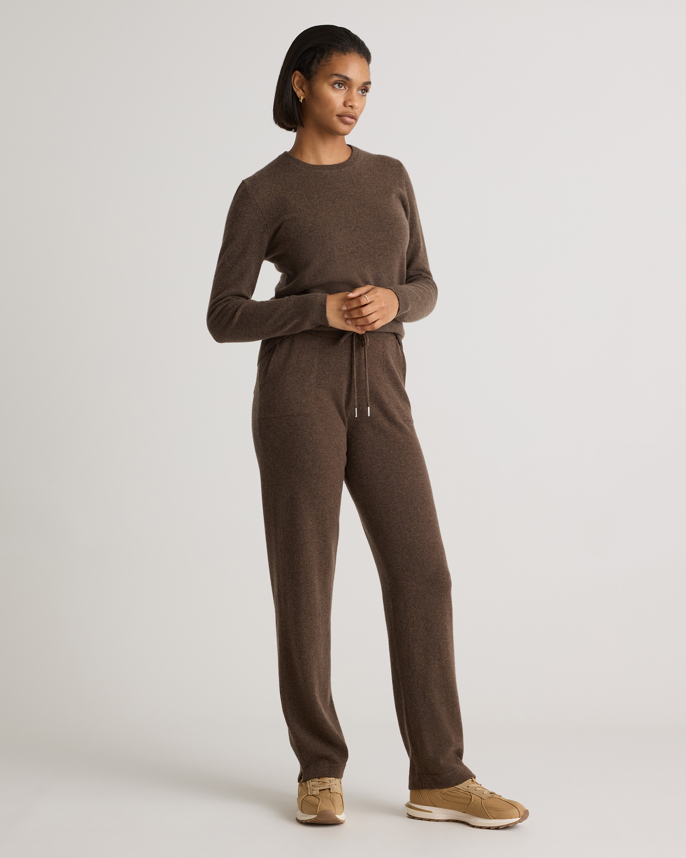 Mongolian Cashmere Straight Leg Pants - Brown, M