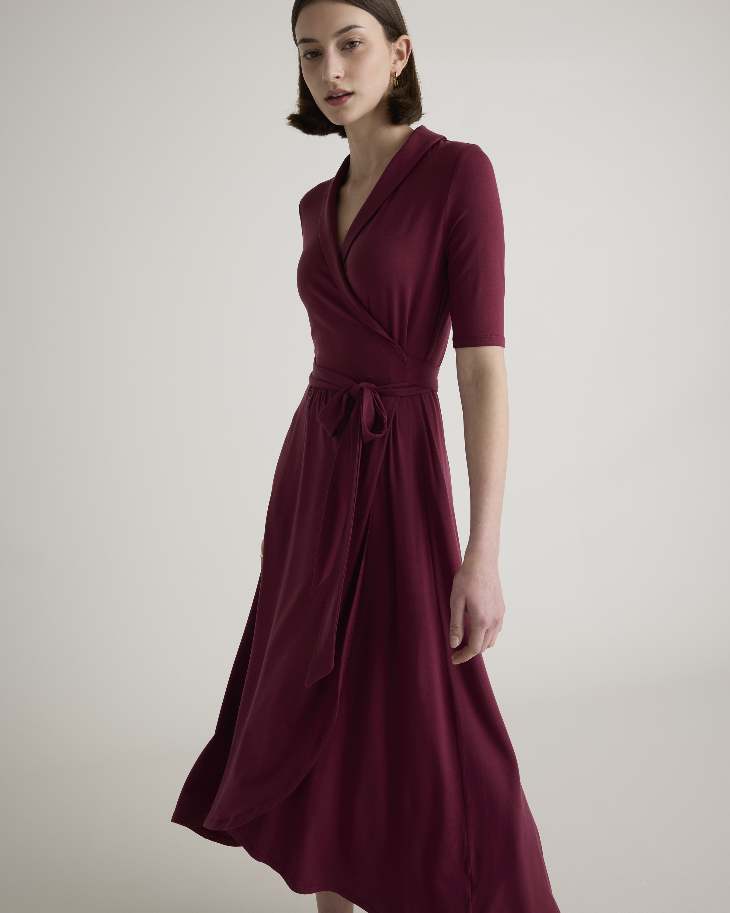 strapless open back dress Isla Silk Wrap Mini Dress