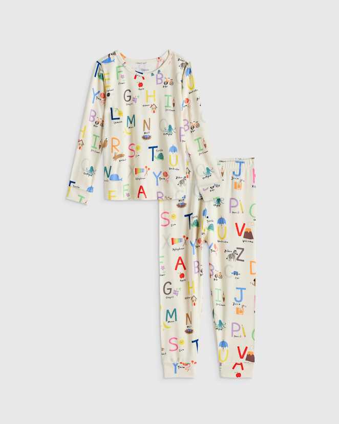 Alphabet Bamboo Long Sleeve and Pant Pajama Set