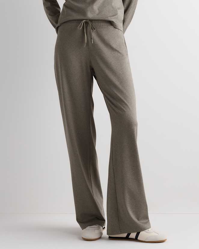 Heather Dark Thyme Green Flowknit Wide Leg Pants