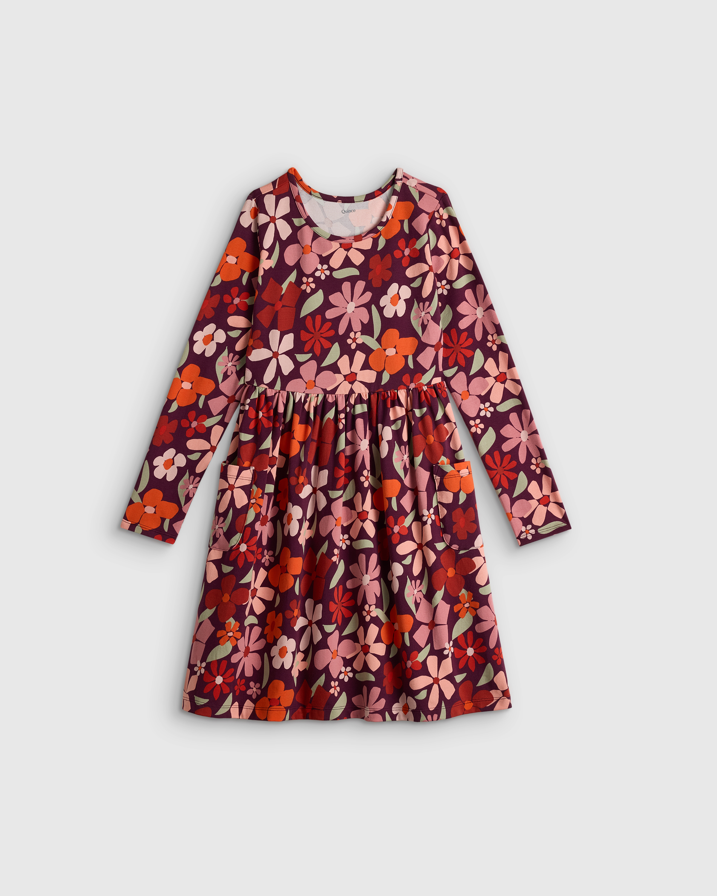 Paper Petals Organic Cotton Long Sleeve Fit and Flare Pocket Dress 