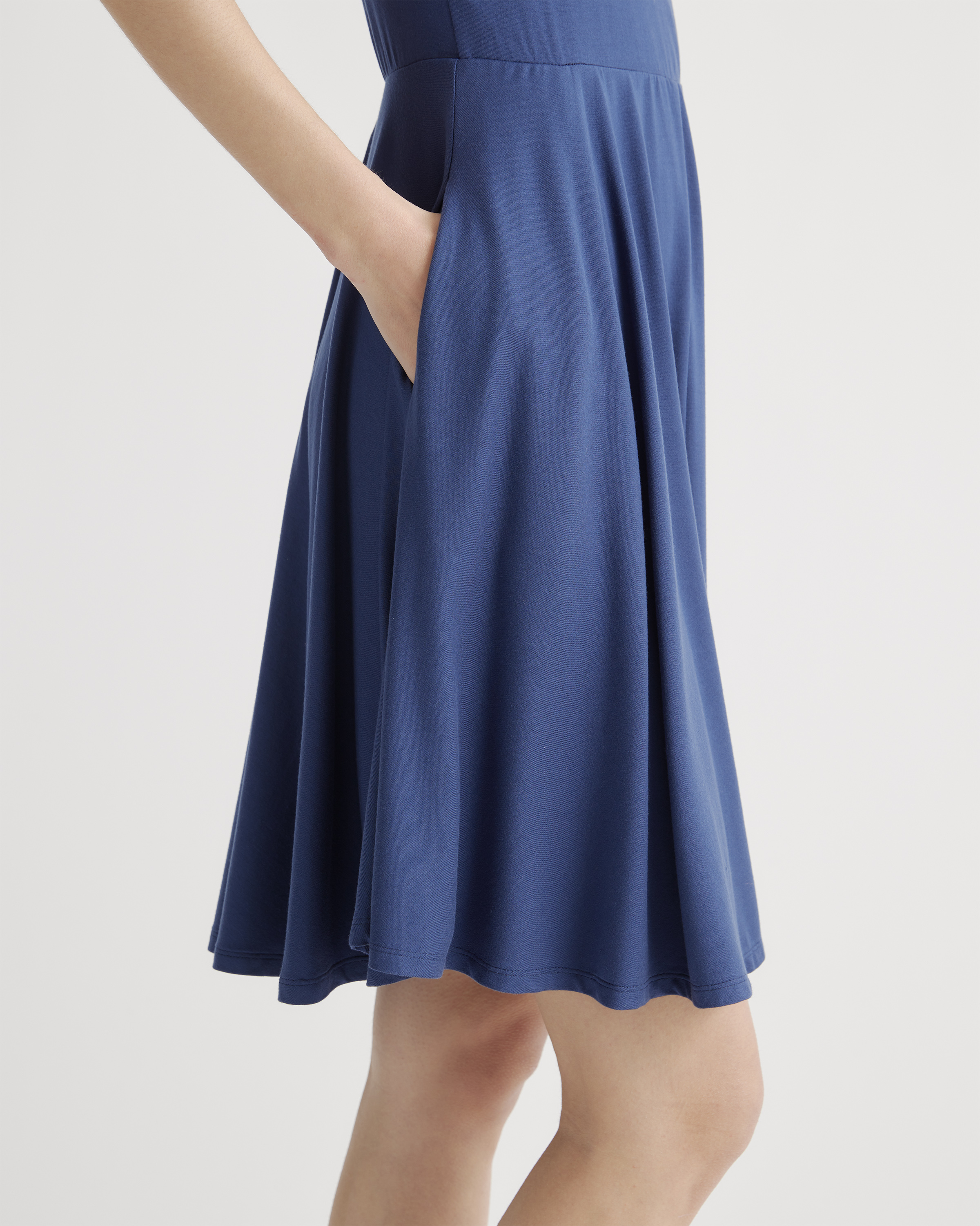 Tencel Jersey Fit & Flare Mini Dress in Navy