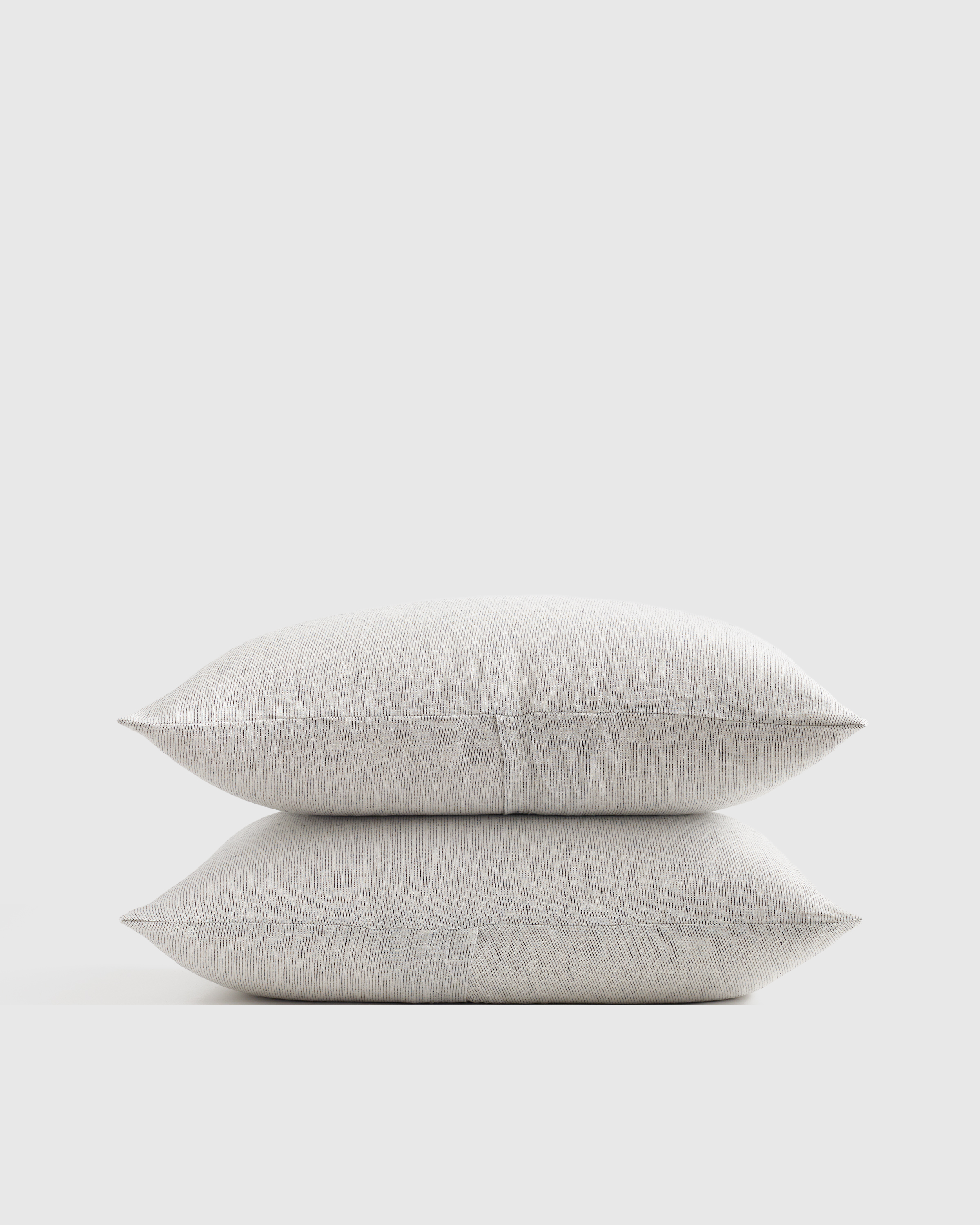 Grey/White Mini Pinstripe European Linen Sham Set