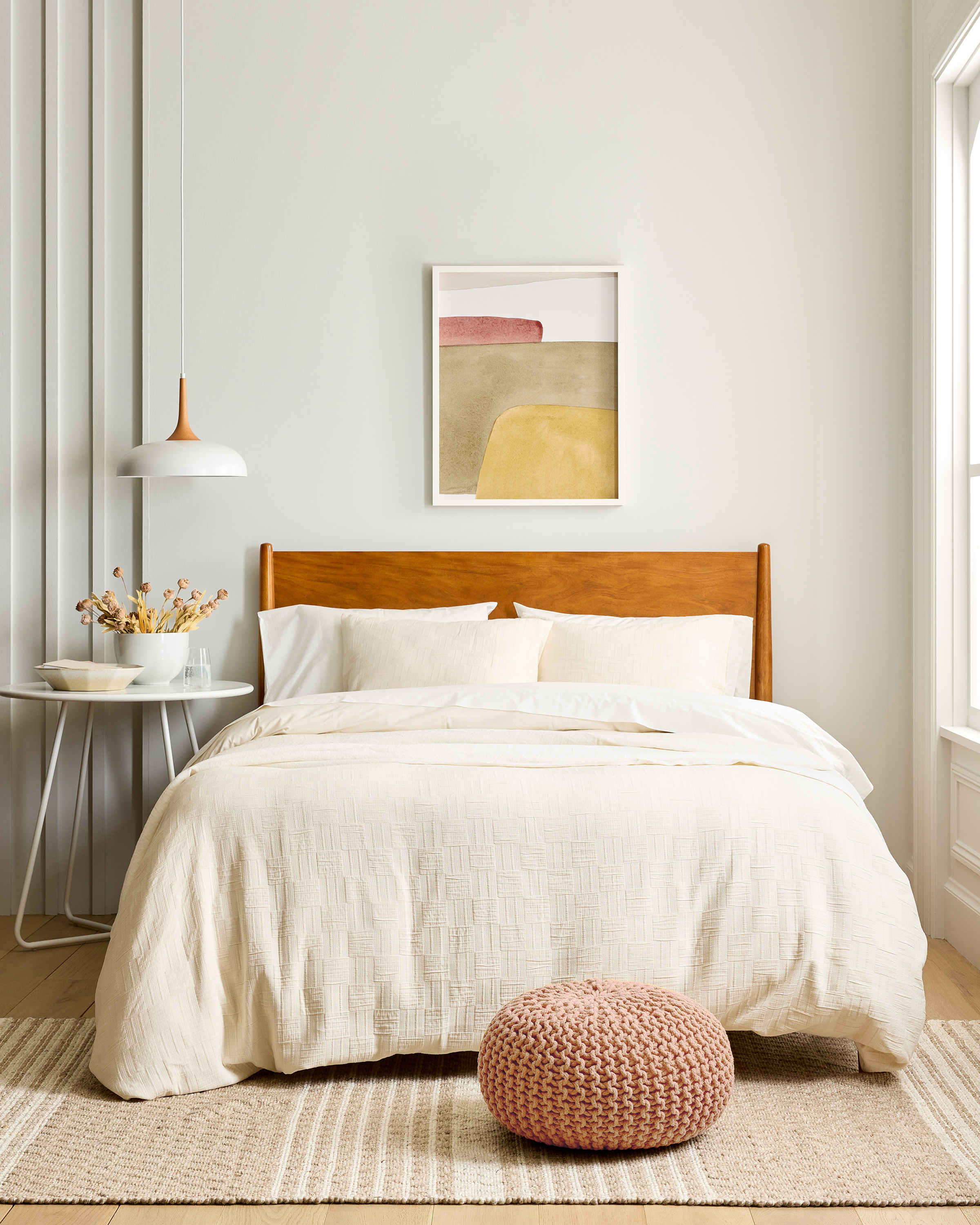 Undyed Checkered Matelasse Duvet Cover Set