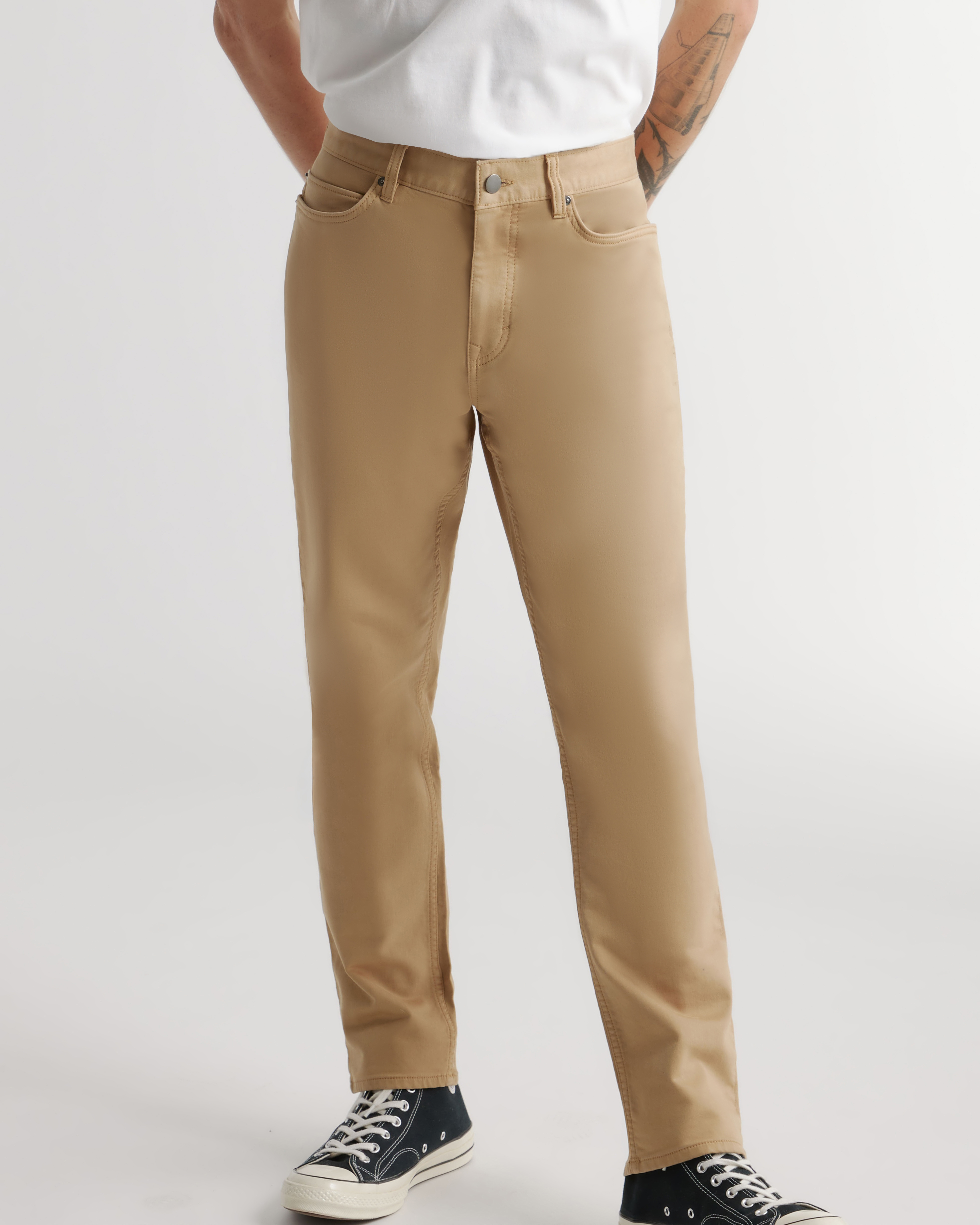 Khaki Comfort Stretch Traveler 5-Pocket Pants - Straight