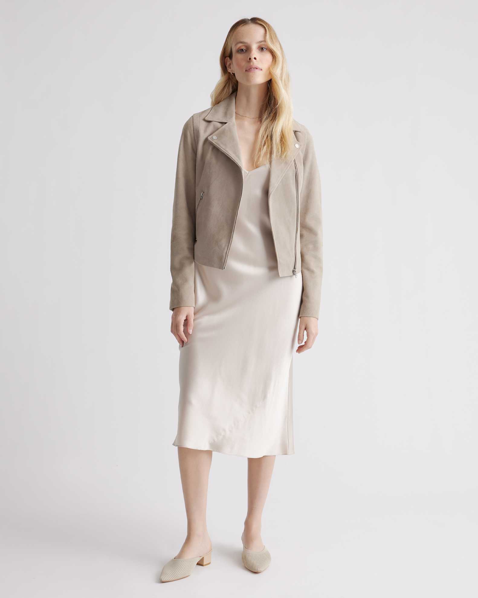 Quince Women's Washable 100% Mulberry Silk Slip Dress, XS, Champagne - Midi Length, Bias Cut, Satin Finish, Hypo-allergenic, Thermoregulating Quince Women's Washable 100% Mulberry Silk Slip Dress, XS, Champagne - Midi Length, Bias Cut, Satin Finish, Hypo-allergenic, Thermoregulating