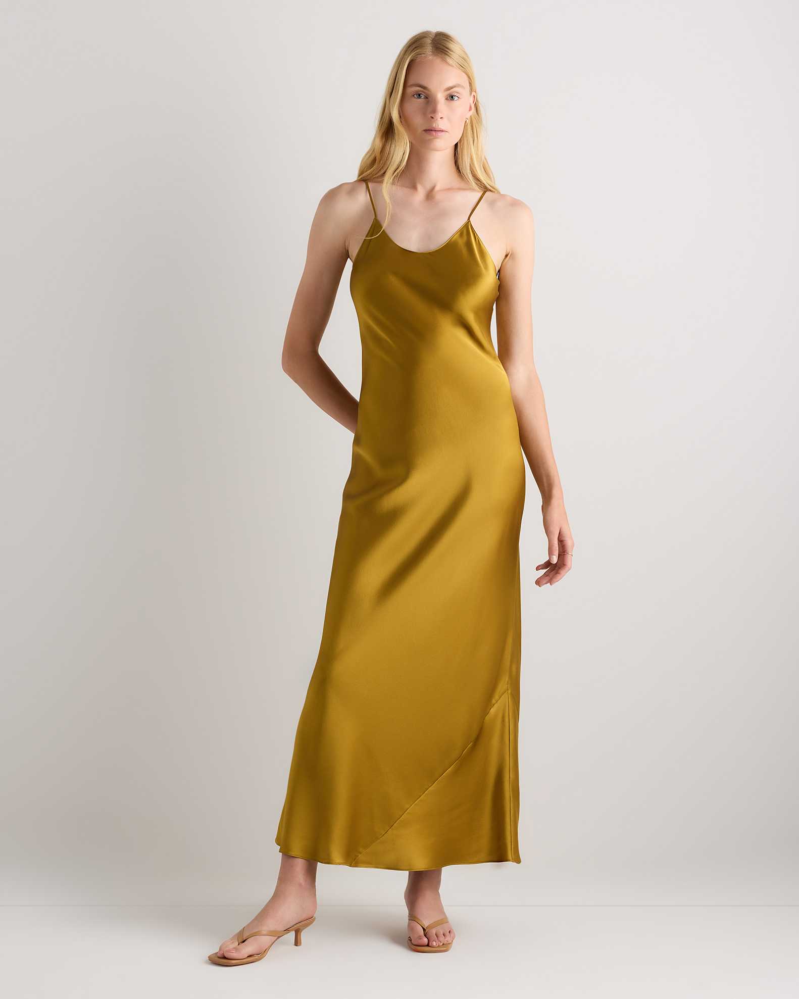 100% Washable Silk Maxi Slip Dress in Mineral Yellow 100% Washable Silk Maxi Slip Dress in Mineral Yellow
